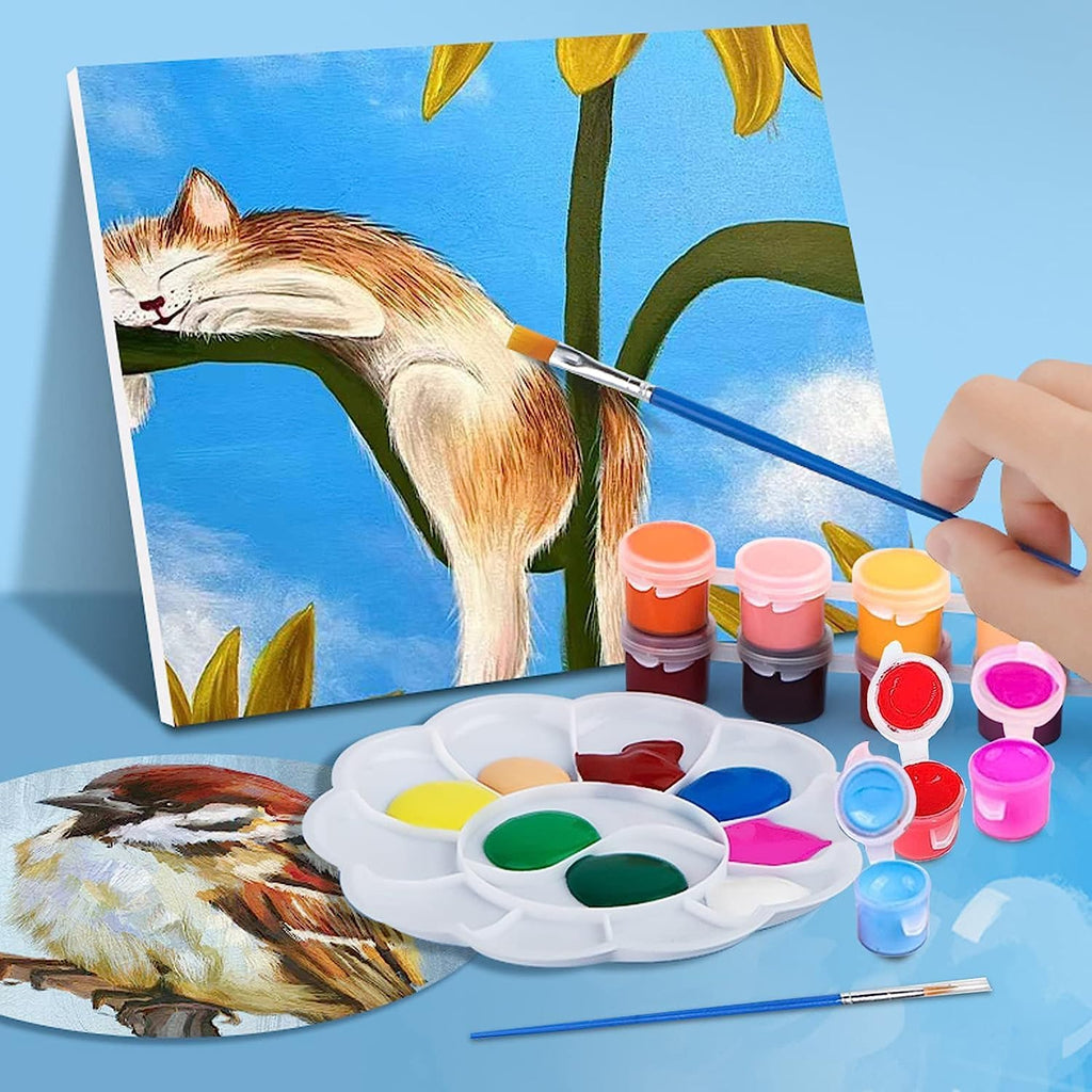 DUA MAIGA 210 Pcs Mini Acrylic Paint Set,12 Colors Acrylic Paint Strips with 30 Pcs Paint Brushes for Kids & Adults, Kids Paint Set for Home Birthday Classroom Party Favors