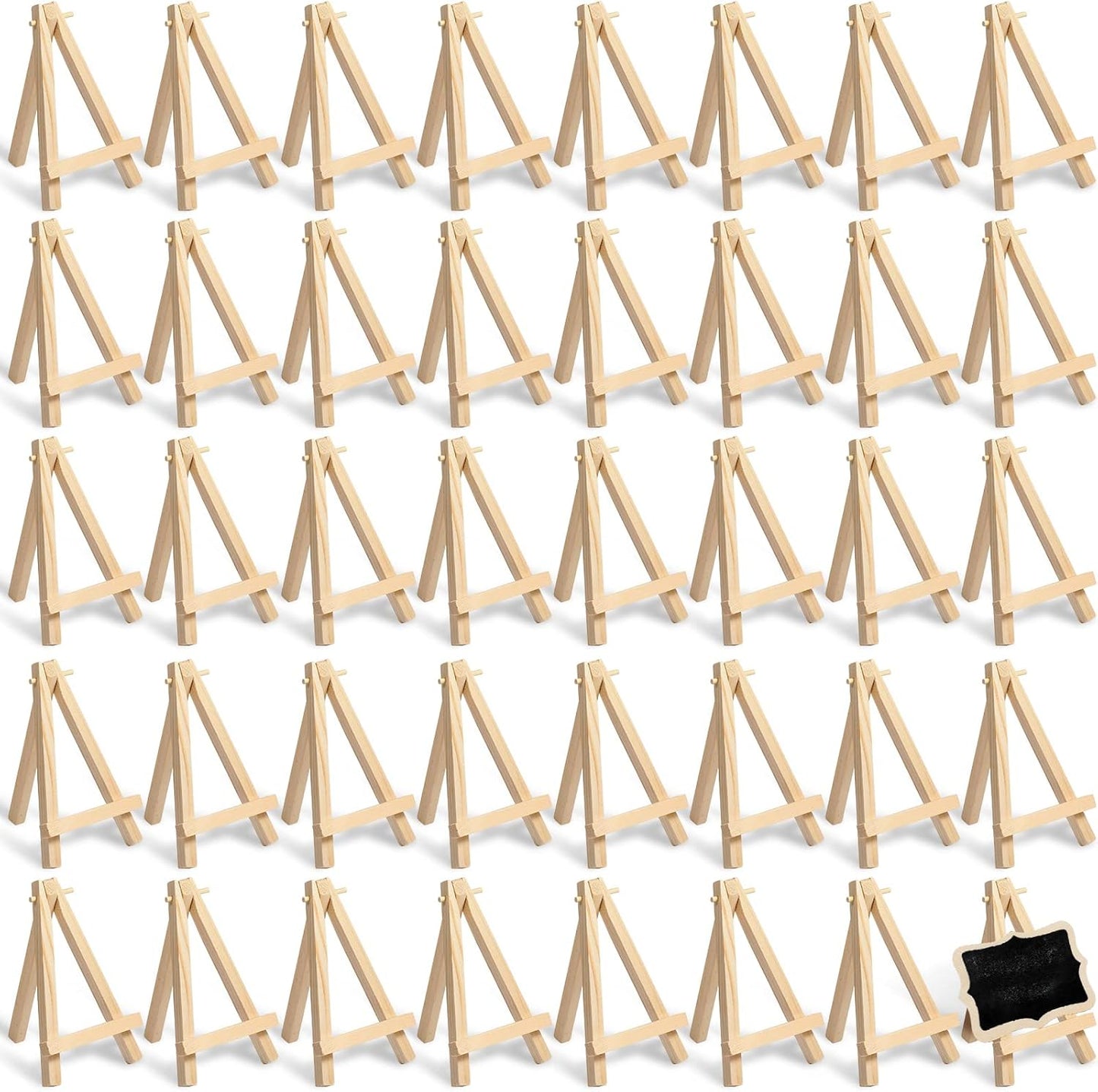40 Pack 5 Inch Mini Wood Easel Stand Mini Wood Display Easel Wooden Tripod Holder Stand for Painting Portable Canvas Photo Picture Sign Displaying Small Business Cards Artist Phone Wedding