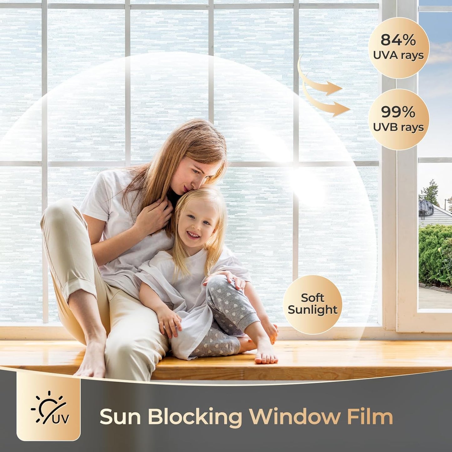 rabbitgoo Window Privacy Film, Frosted Glass Window Film Static Cling Covering, Non Adhesive Privacy Clings Vinyl, Removable Frosting Sticker for Home Decoration, White, 17.5 x 157.4 Inches