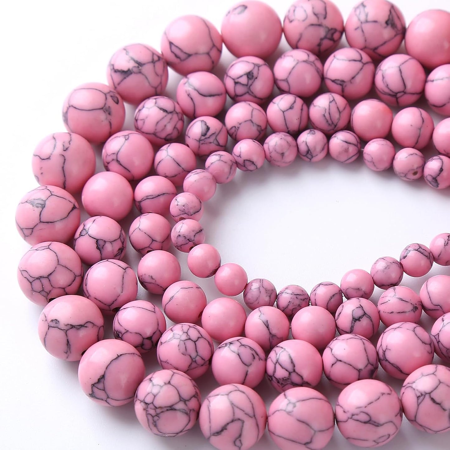 90pcs 4mm Pink Turquoise Beads Natural Stone Round Loose Spacer Beads for Jewelry Making DIY Bracelet Necklace 1 Strand 15.5inch