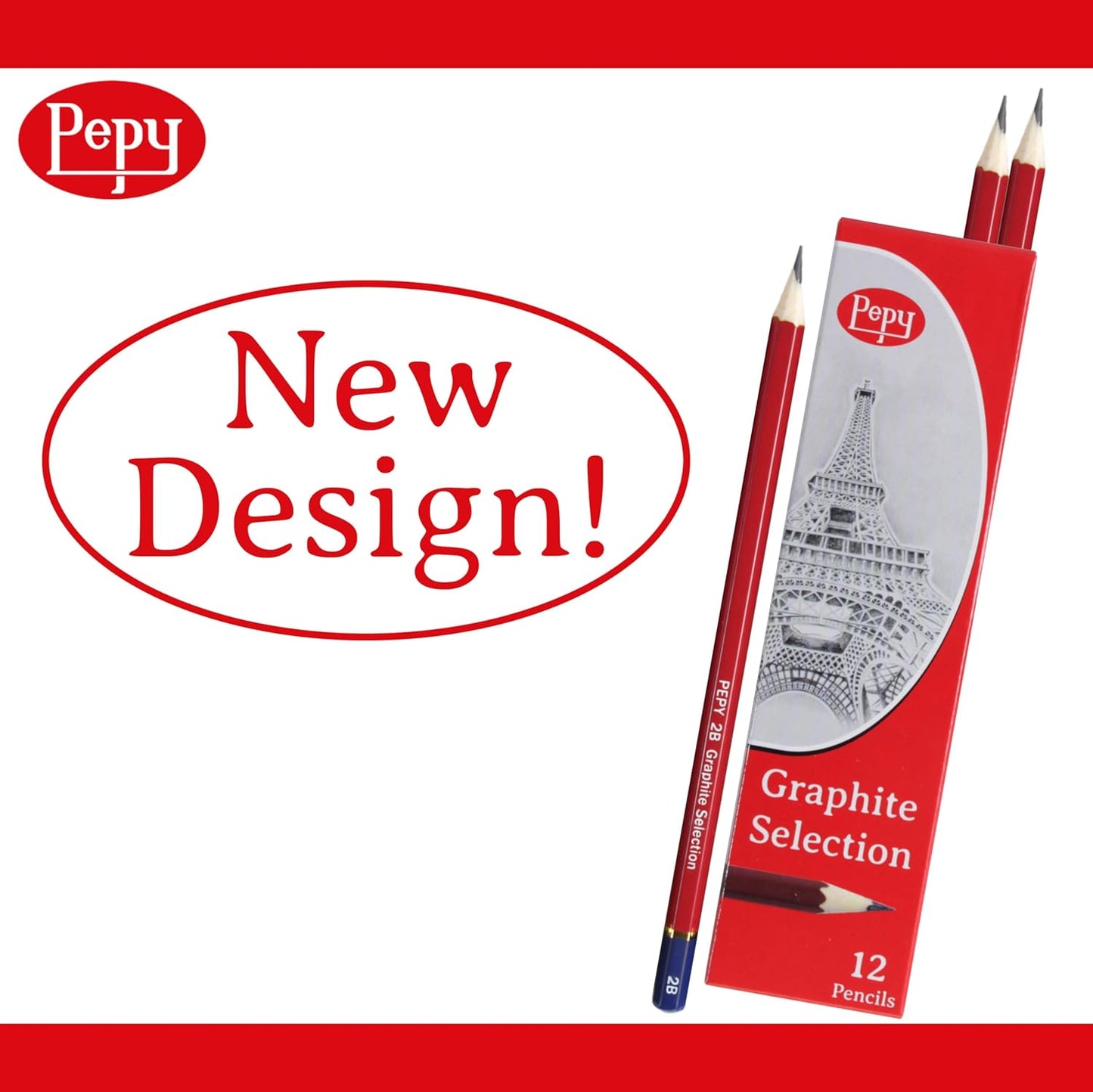 Pepy Graphite Professional Drawing Pencils - Set of 12 4H Pre-Sharpened Black Lead Pencils; Perfect for Drawing, Sketching and Shading, Graphic and Fine Art