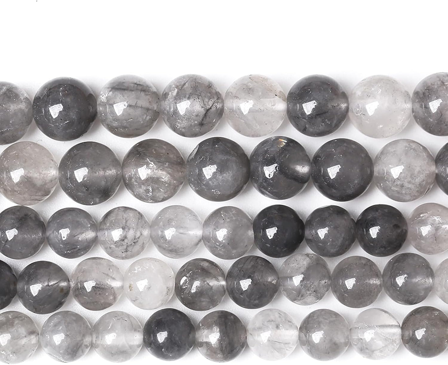 90pcs 4mm Natural Grey Cloud Crystal Stone Beads for Jewelry Making Energy Healing Power Stone Beads DIY Bracelet Necklace Accessories 15"(4mm, Grey Cloud Crystal)