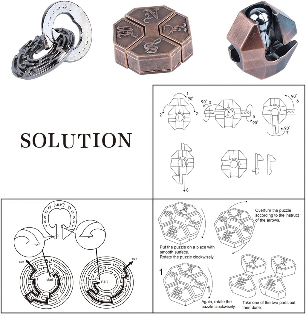 Brain Teaser Puzzle for Adults Puzzles Metal Hole Lock Adult Educational Toy Games for Adults Teens Educational Toy Gift (Bronze)