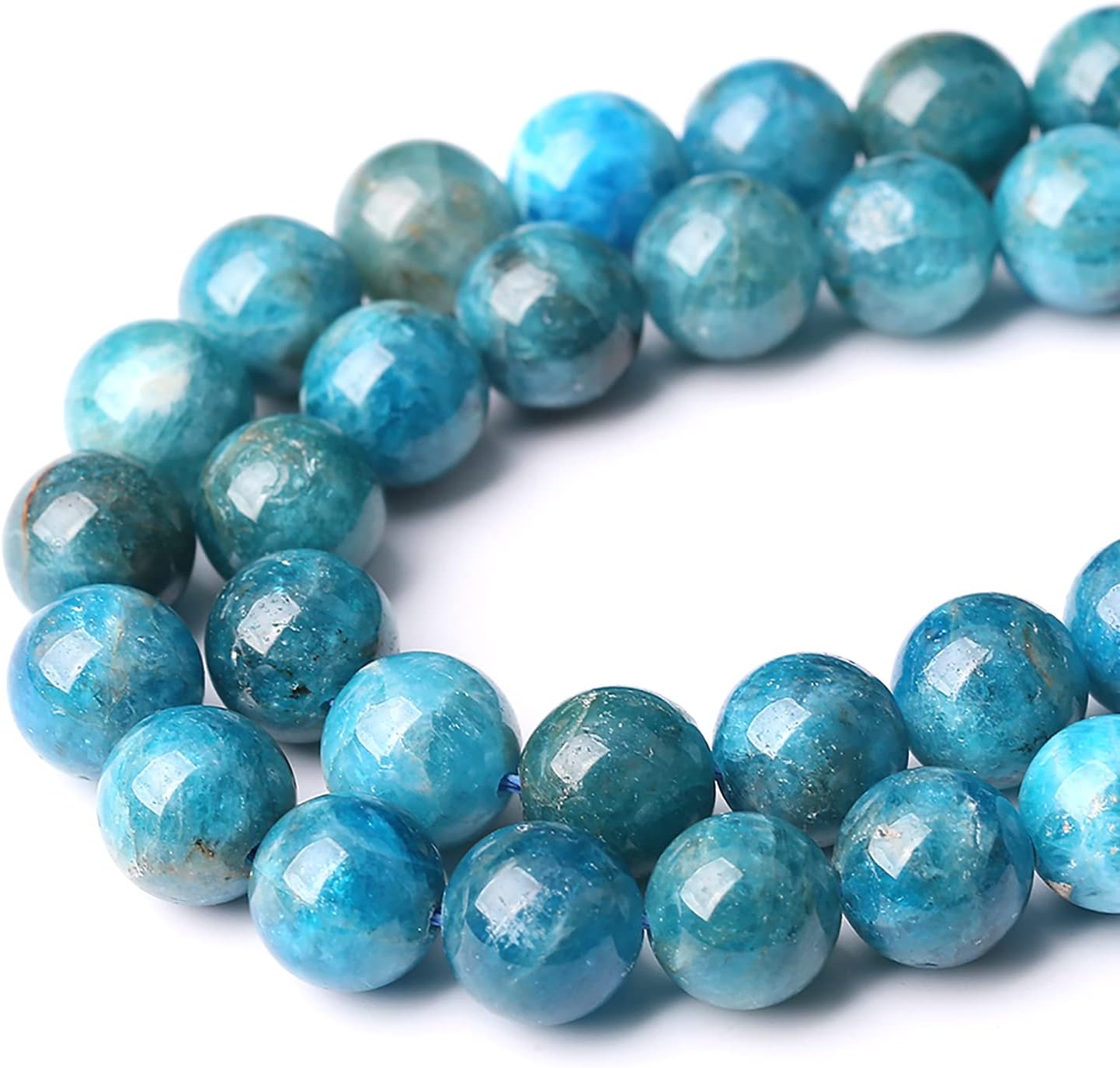 60PCS 6mm AAA Natural Blue Apatite Stone Beads Gemstone Round Loose Spacer Beads for Jewelry Making DIY Bracelet Necklace 15"