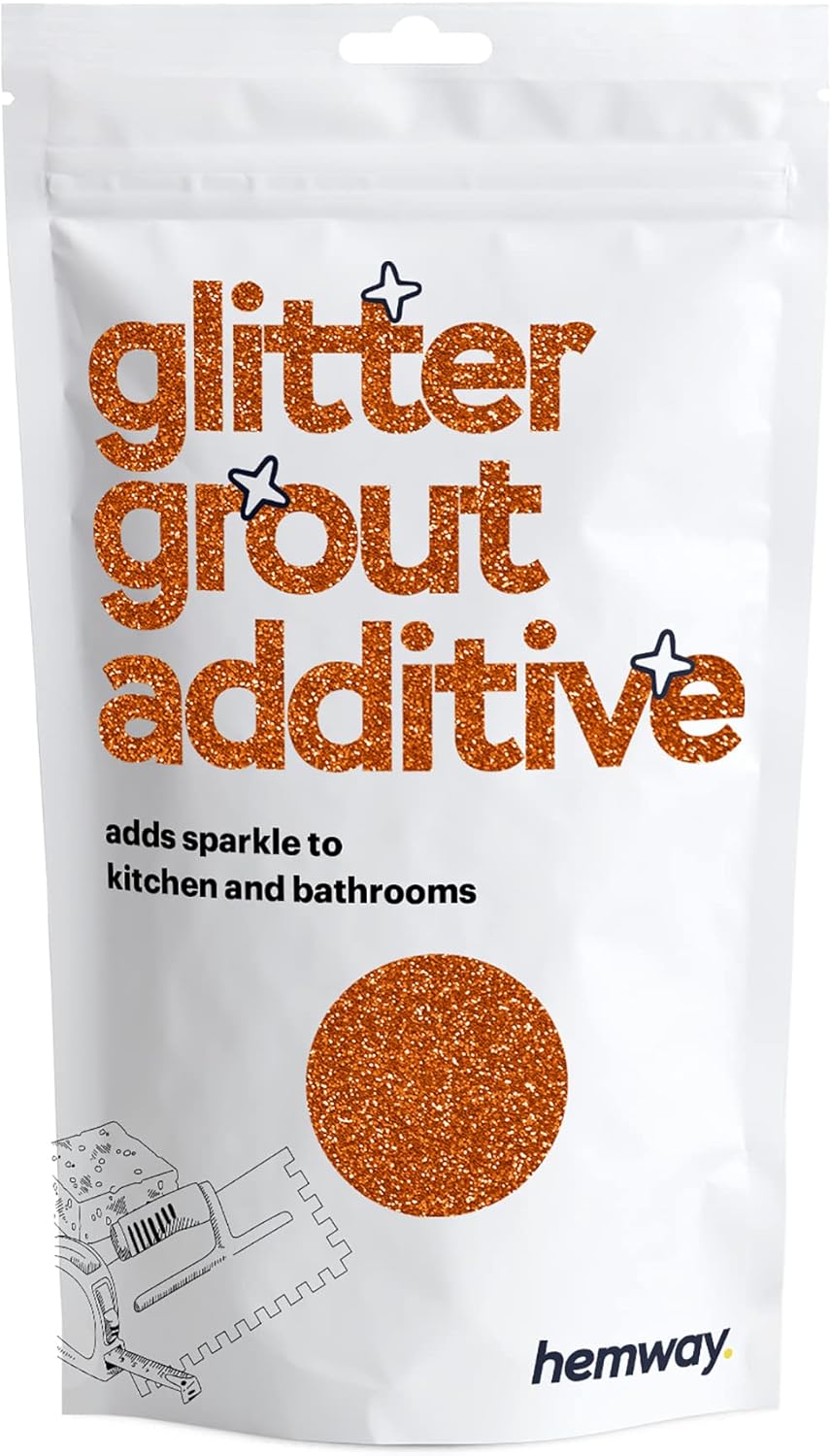Hemway Glitter Grout Additive add Sparkle to Mosaic Tiles, Bathrooms, Wet Rooms, Kitchens, Tiled Based Rooms and Cement Based Grouts 100g / 3.5oz - Copper