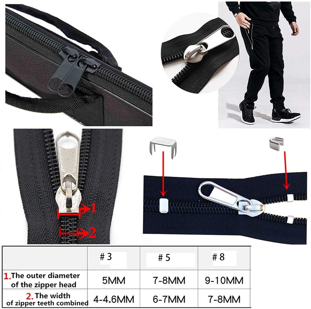 Meikeer 252-Piece Zipper Repair Kit with Replacement Zippers and Pulls, Universal Tools for Luggage, Bags, Jackets, and Outdoor Gear
