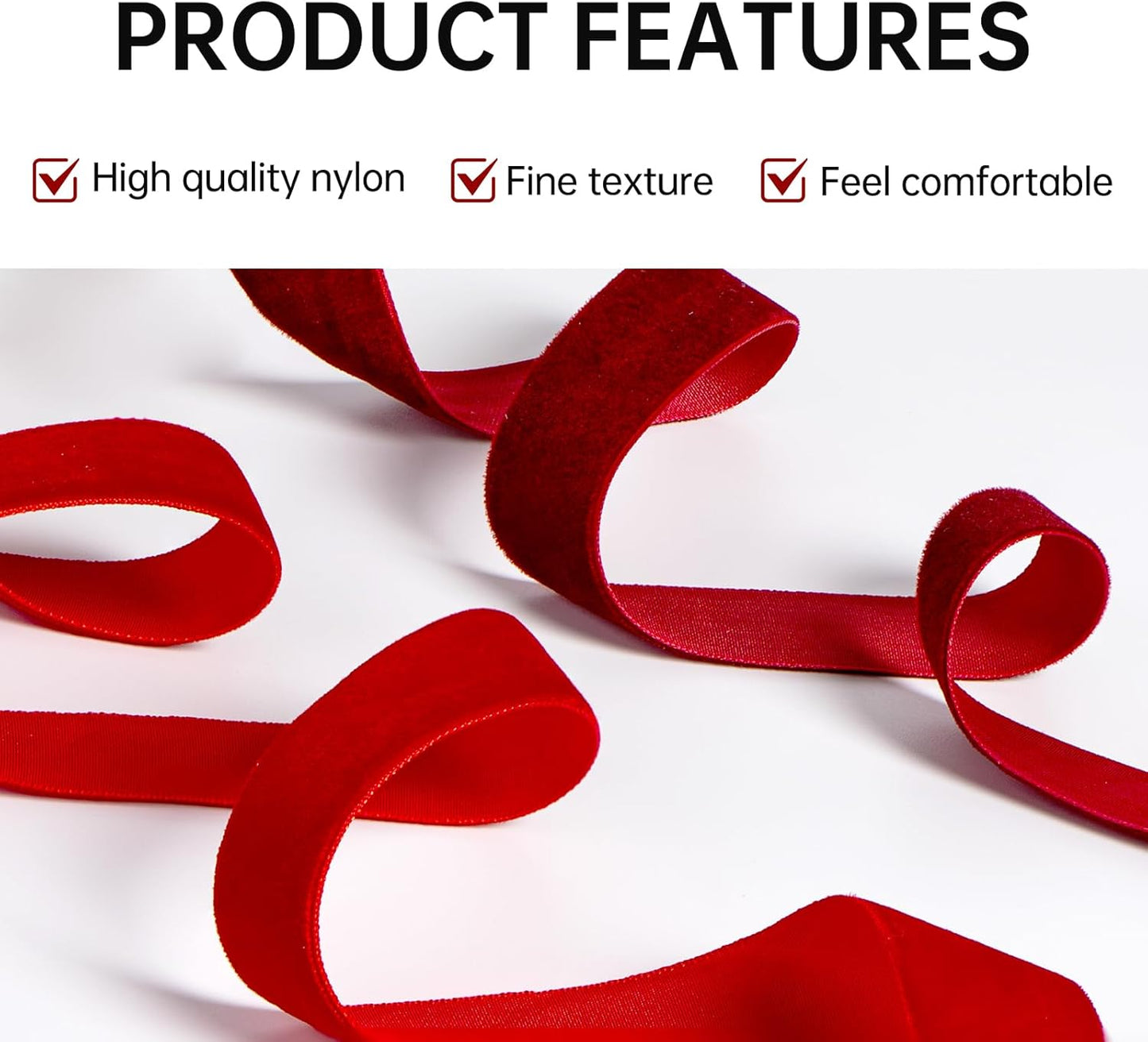 Red Velvet Ribbon 3/8'' 2 Rolls Total 30 Yards, Use for Gift Wrapping, Christmas Tree, Wreath Decoration, DIY Crafts (Burgundy, Dark Red)