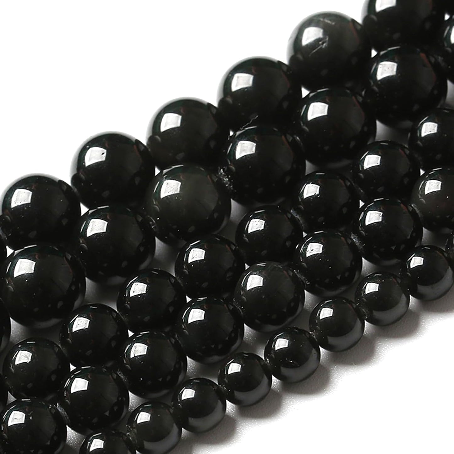 8MM 90pcs Natural Black Obsidian Stone Energy Healing Beads Round Loose Beads for Jewelry Making Bracelet 2 Strands 32"