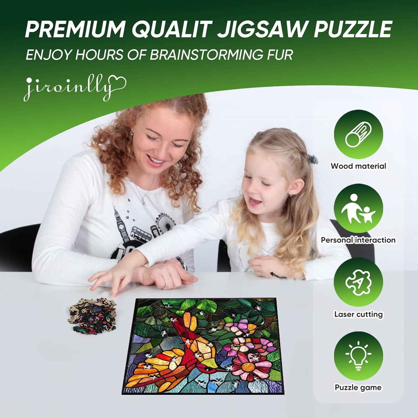 Wooden Jigsaw Puzzles -Bird Wooden Puzzles for Adults, 500 Pcs King Size 15.9'' x 15.9'', Luxurious Shaped Wood Puzzle, Beautiful Package, Best Gift for Adults and Kids, Family Game