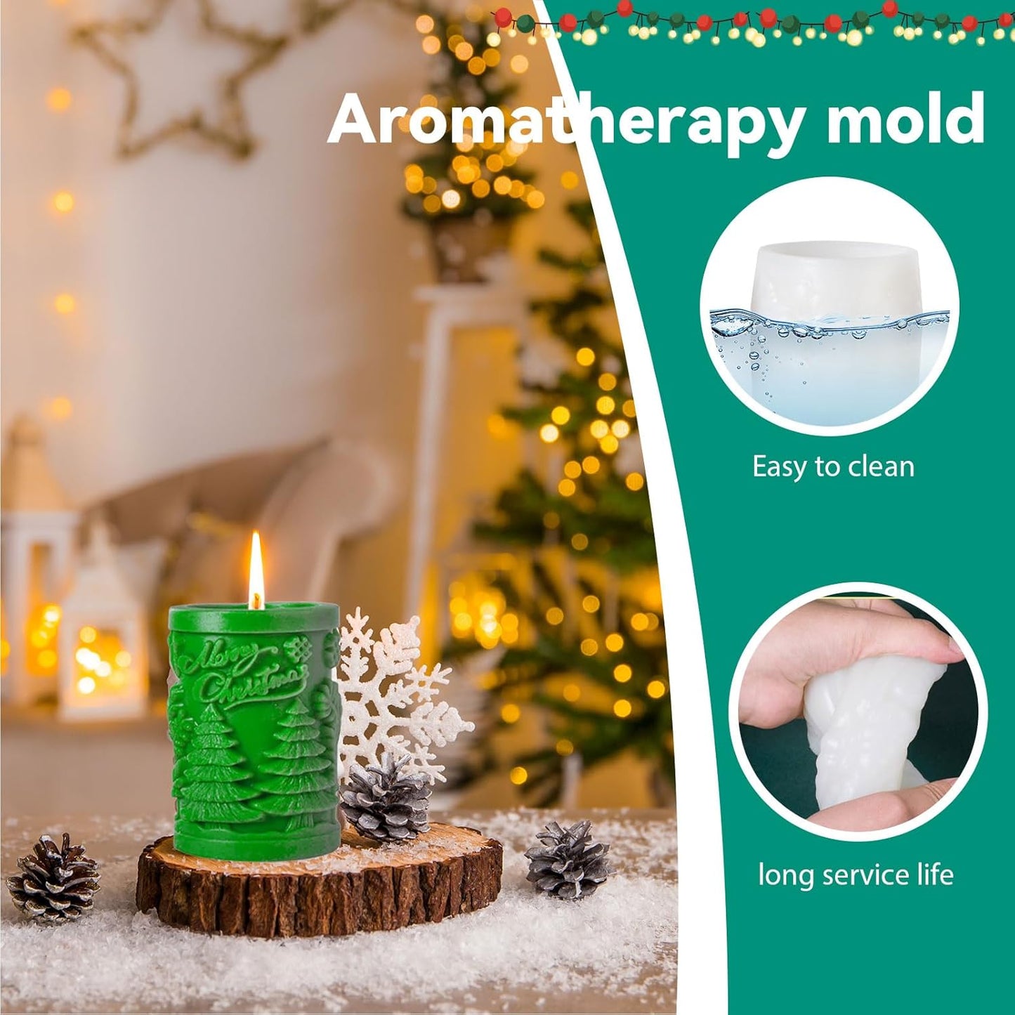 Christmas Candle Silicone Molds, 3D Candle Molds for Candle Making, Silicone Epoxy Resin Mold, Ornament Mould for DIY Wax Scented Candle Soaps Art Craft Cake Chocolate Home Decor（846）