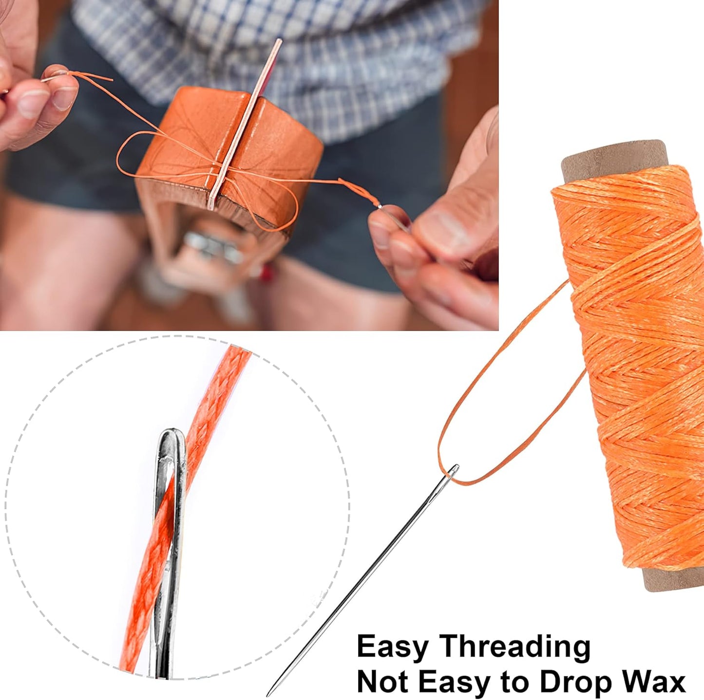 JANYUN 264 Yards 150D Leather Sewing Waxed Thread Cord for Leather Craft DIY 1mm Diameter 8 Colors Sewing Thread Cord,Each of 33 Yards (Color B)