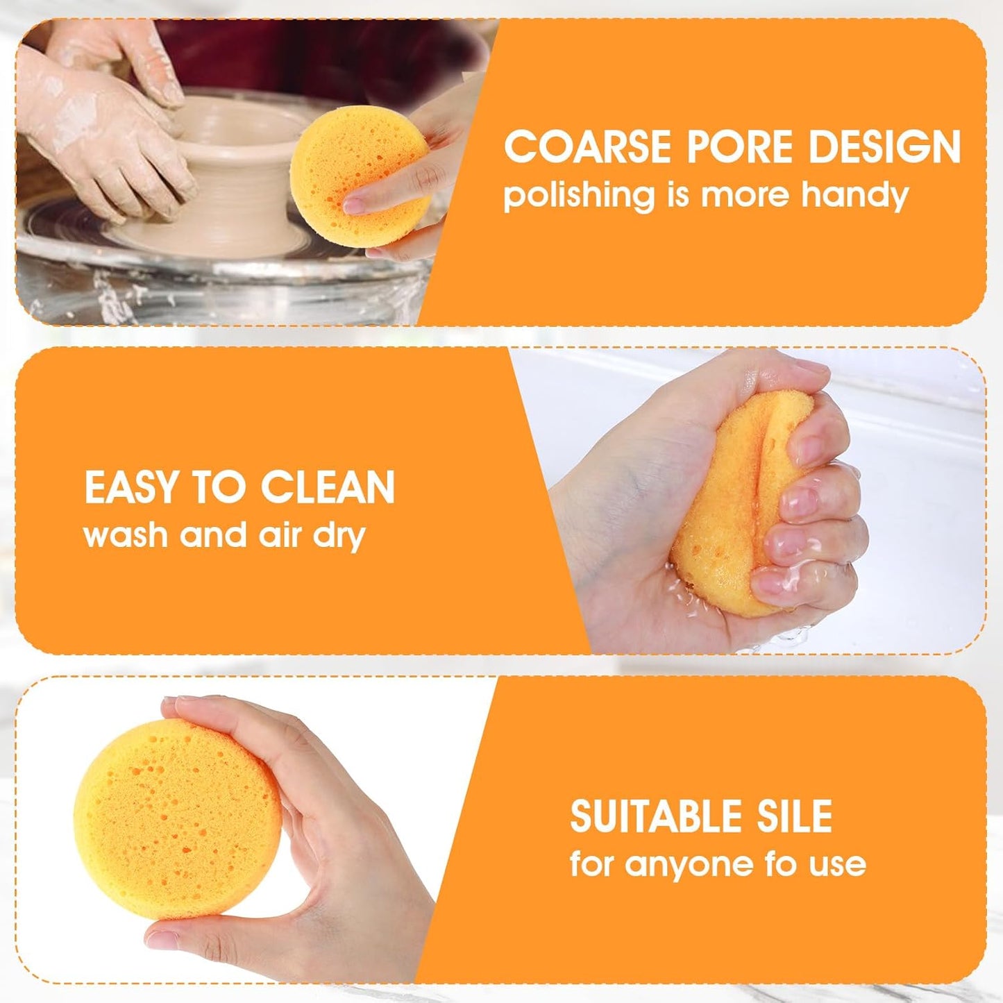16 PCS Round Kitchen Cleaning Sponge Pottery Sponges Ymapinc 2.75 Inch Yellow Elasticity Pottery Sponges for Artist Paint Kitchen Shoes Leather Care Painting Face Art Crafts Household