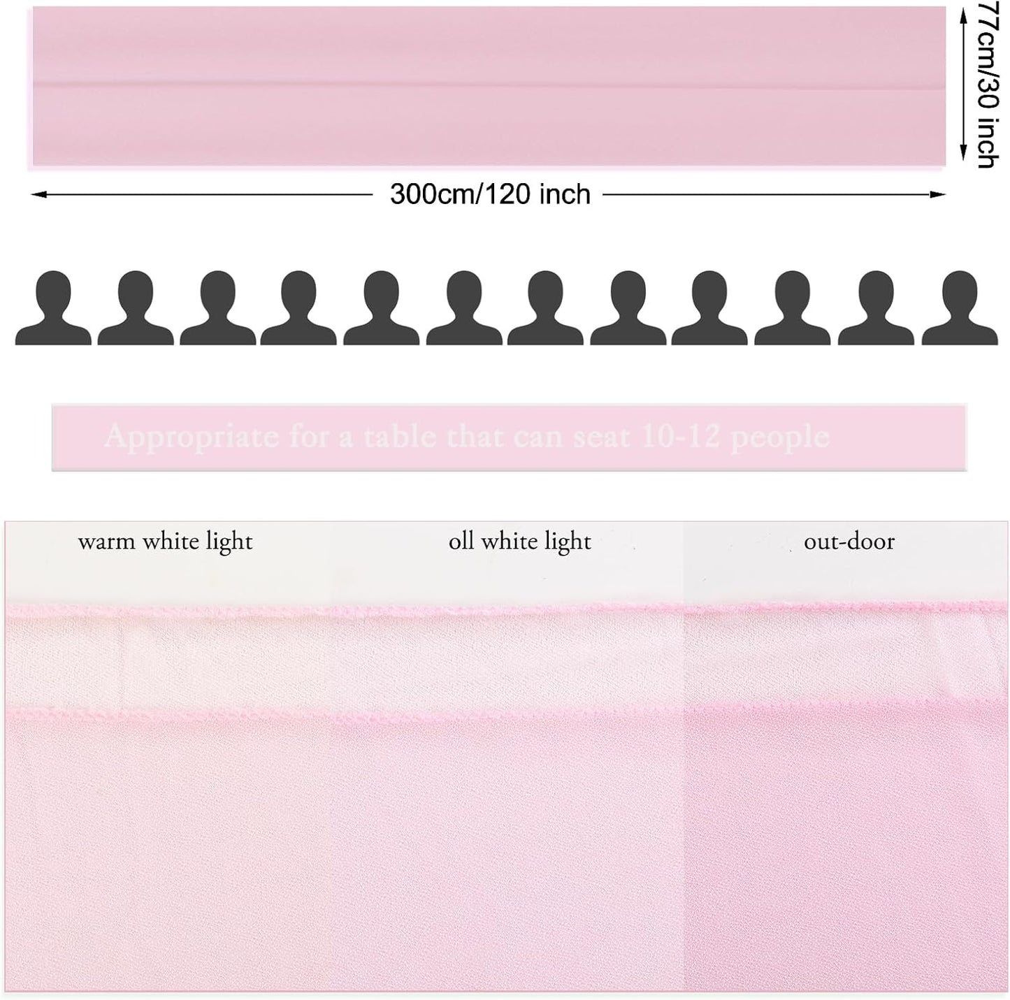 2 Packs 10ft Blushing Pink Chiffon Table Runner 30 x 120 Inches Romantic Sheer Table Decorations Long Tulle Runner for Wedding Bridal Shower Party Supplies Decor