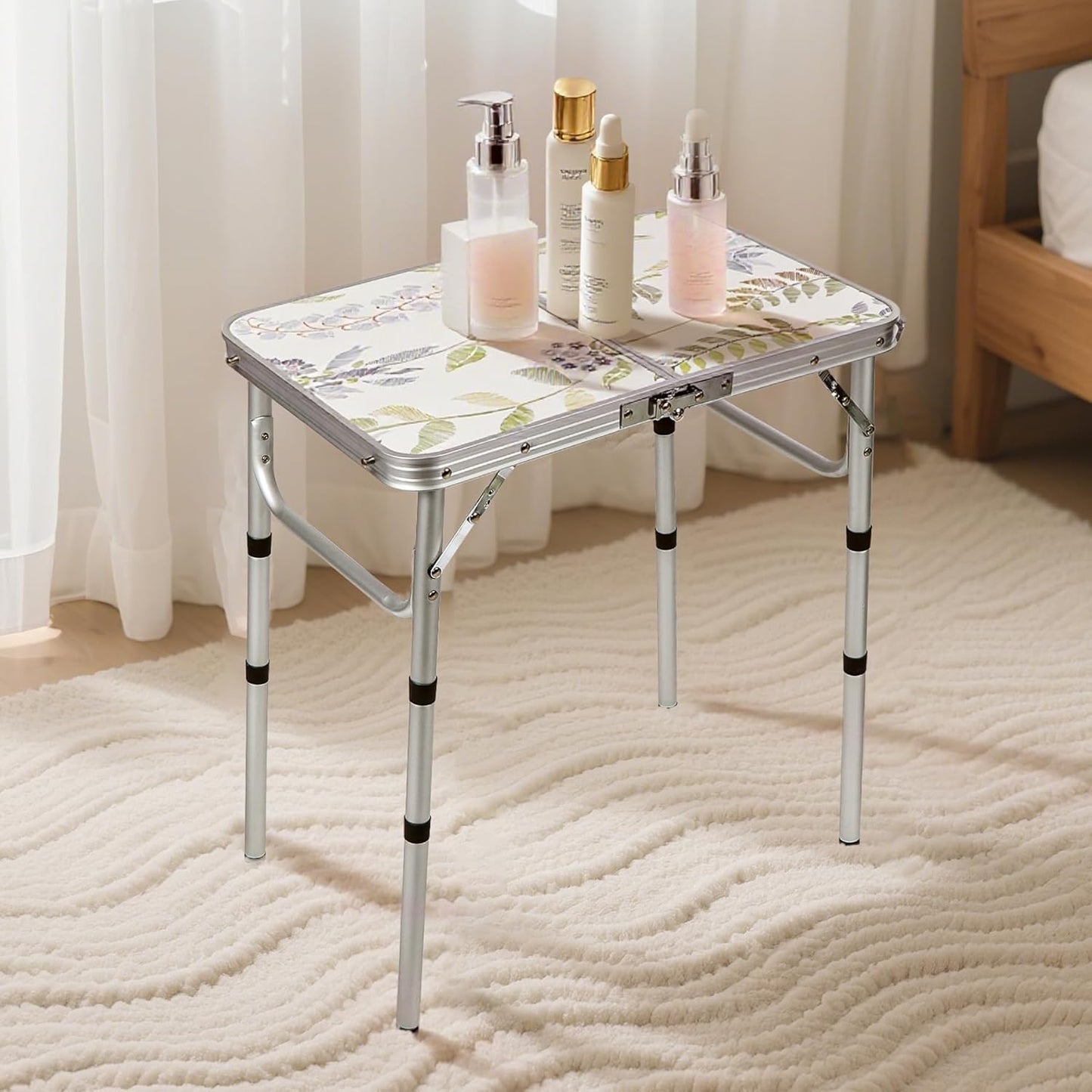 RedSwing Camping Table 2ft Portable Pinic Table Adjustable Height Small Card Table Aluminum Foldable Lightweight with Carry Handle for Outdoor Indoor Hiking Camp BBQ Beach