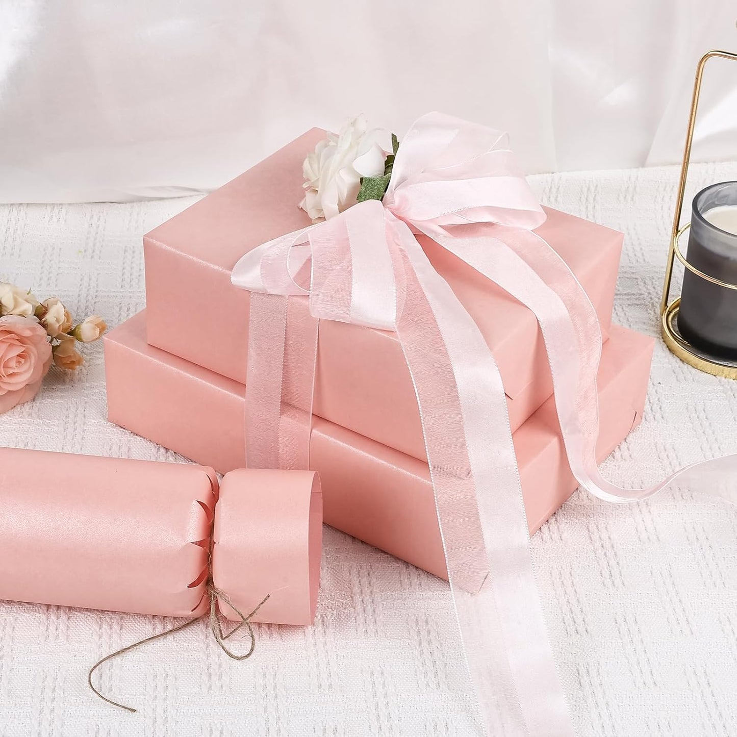 NESCCI Matte Wrapping Paper,Solid Color Pearly-Lustre Paper-3 Roll,17 Inches X 32.8 Feet Per roll.Gift Wrapping Paper,Perfect for Wedding,Valentine's Day,Birthday, Christmas,Baby Shower.