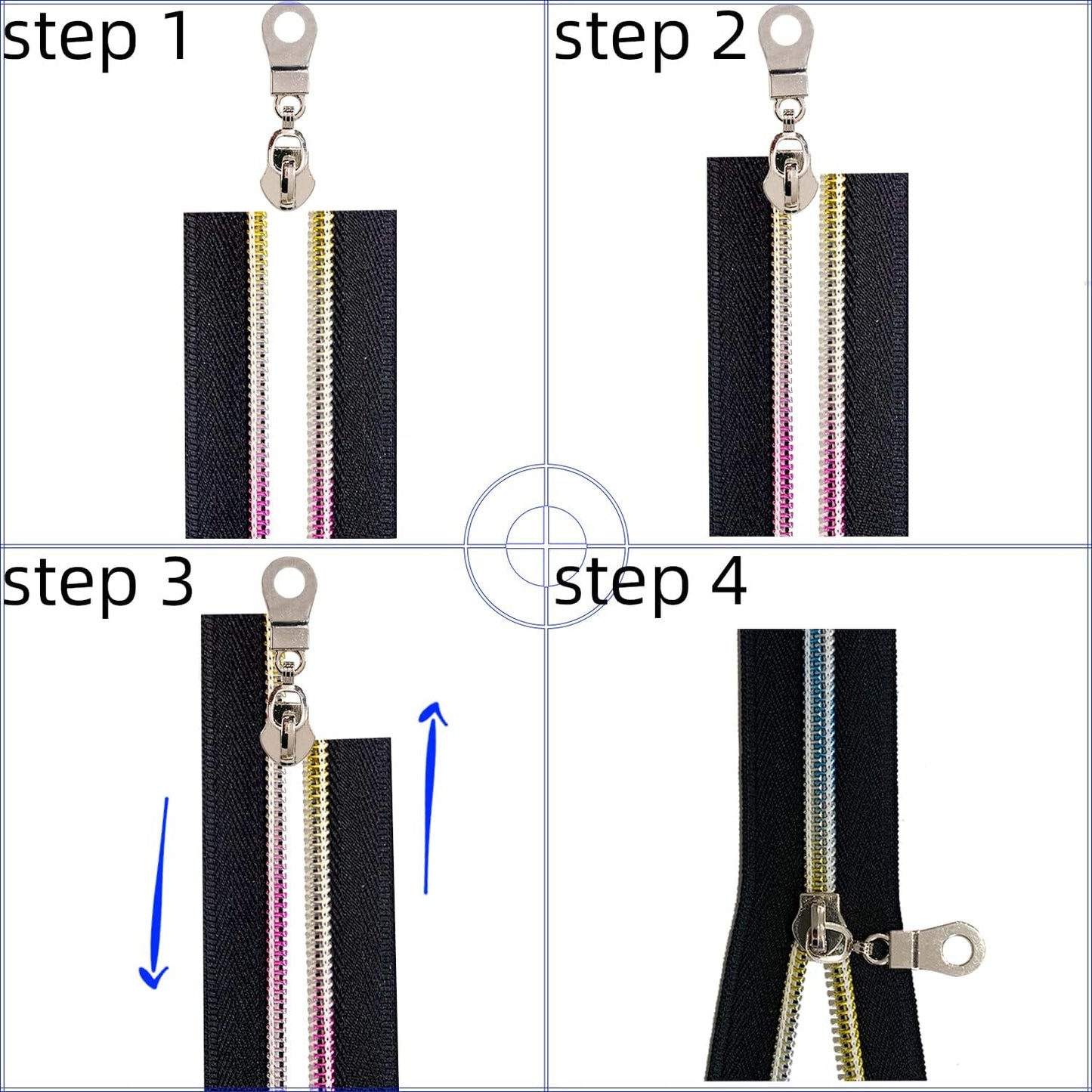The Yards 10 Yards Bulk Black Nylon Coil Zipper with Rose Gold Teeth - Replacement Sewing Zipper with 10PCS Sliders for DIY Craft Bags