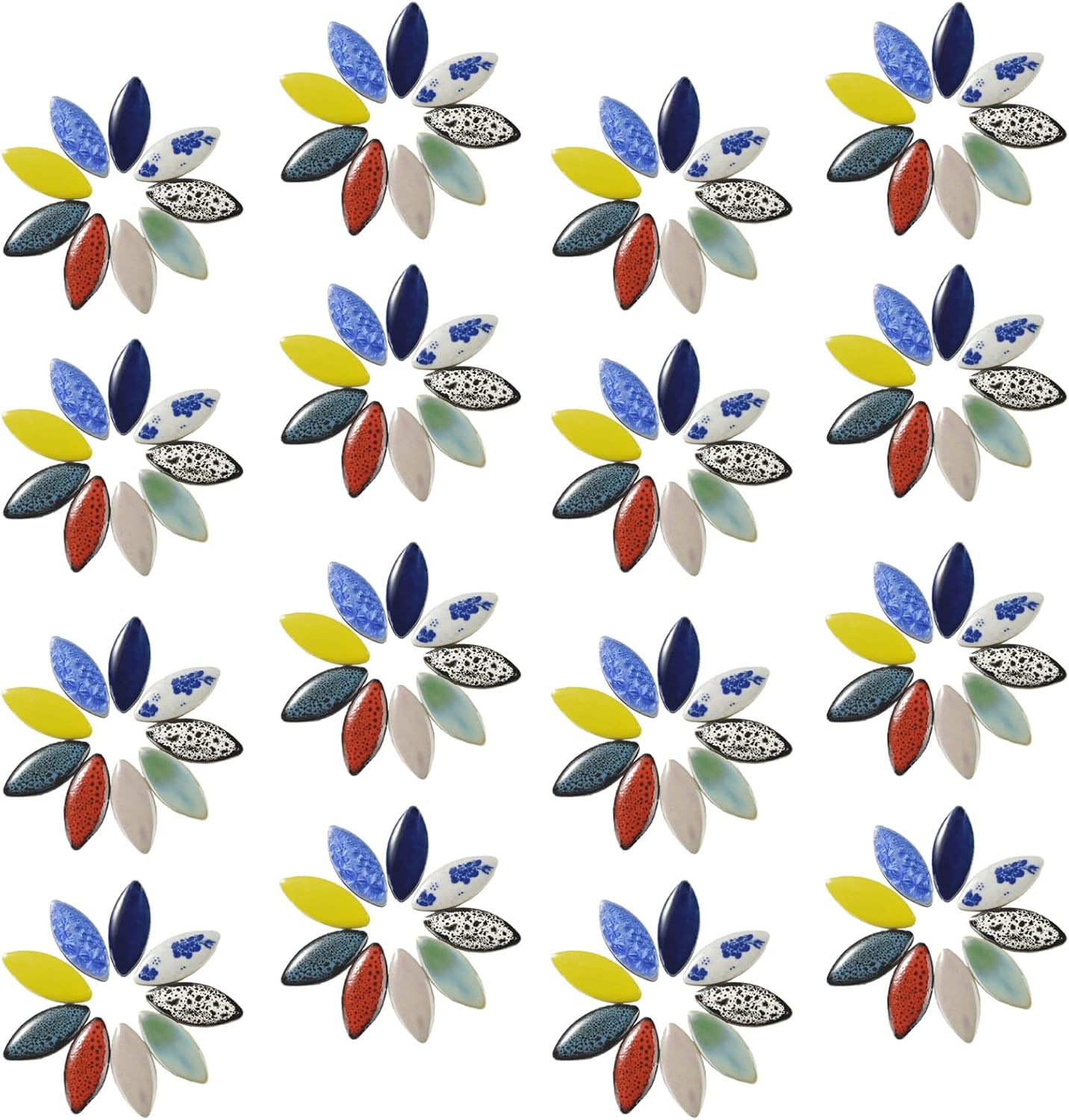 70 Pieces Petal Mosaic Tiles Ceramic Tiles, Bulk Stained Ceramic Pieces Supplies, Flower Leaves Mosaic Ceramics Mosaic Pieces Kit for DIY Crafts Plates Picture Frames Home Decorations - Light Blue