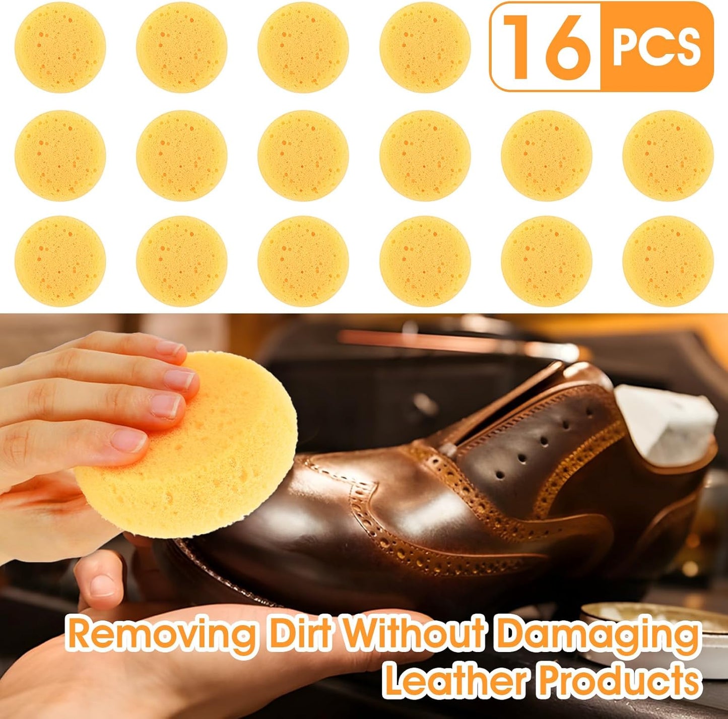 16 PCS Round Kitchen Cleaning Sponge Pottery Sponges Ymapinc 2.75 Inch Yellow Elasticity Pottery Sponges for Artist Paint Kitchen Shoes Leather Care Painting Face Art Crafts Household