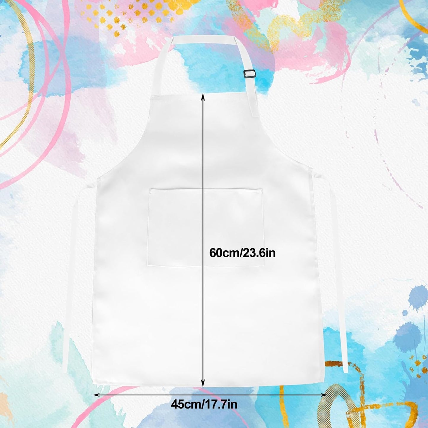 PLULON 18 Pcs Kids Apron Bulk Adjustable White Chef Apron with 2 Pockets Painting Aprons for Kids Cooking Baking Crafts (White)