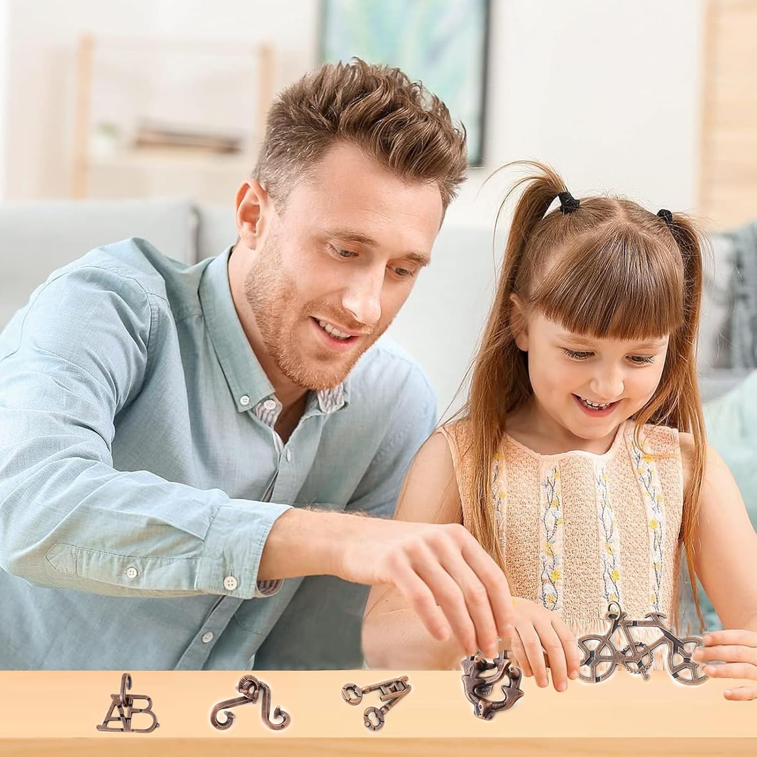 Brain Teaser Puzzles,5 Pieces Metal Cast Puzzle Games Toys for Kids and Adults IQ Test,IQ Educational Box for Teens