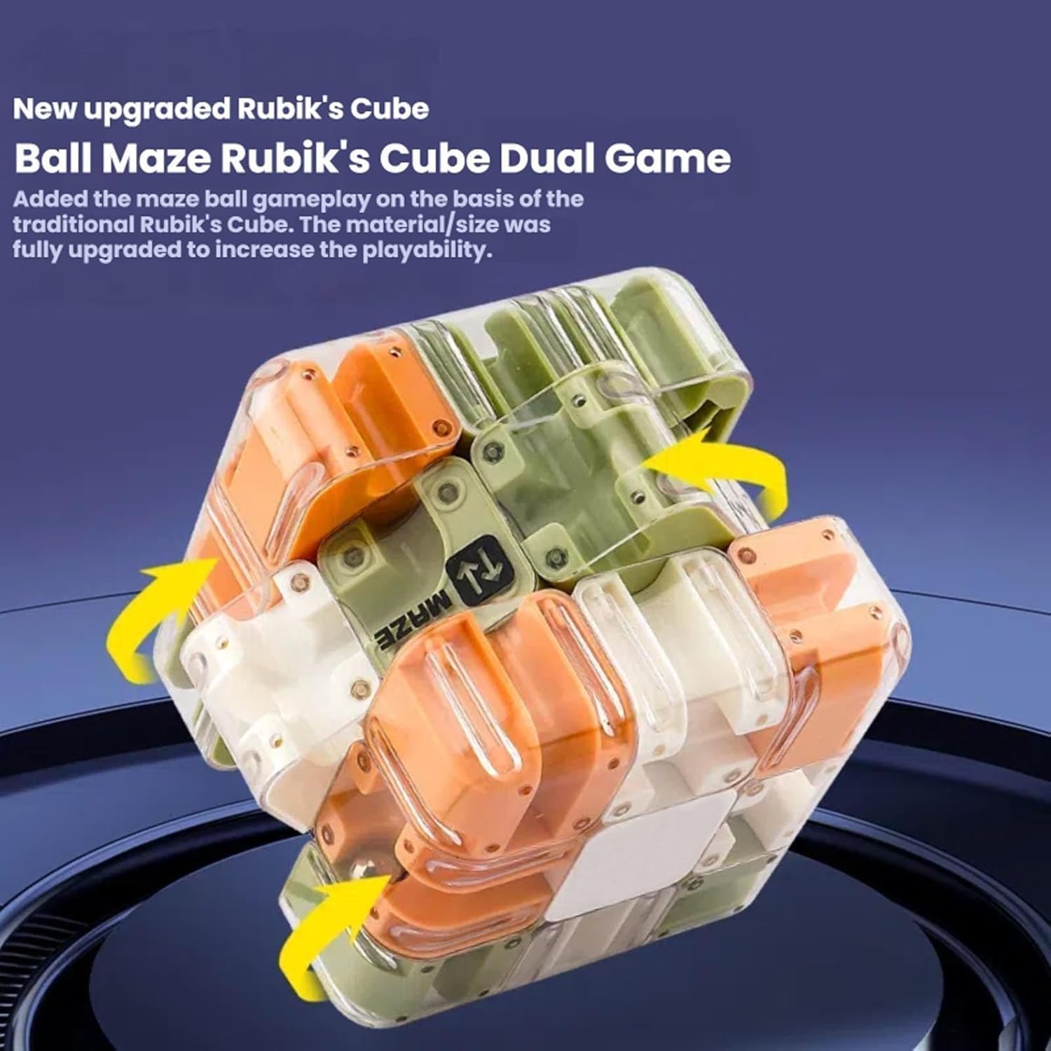 Large Labyrinth 3D Puzzle Maze Cube, 3D Magic Cube Maze Ball Puzzle, Engaging Brain Teaser Magic Cube, Handheld Fidget Game for Anxiety Relief (A-1PCS)