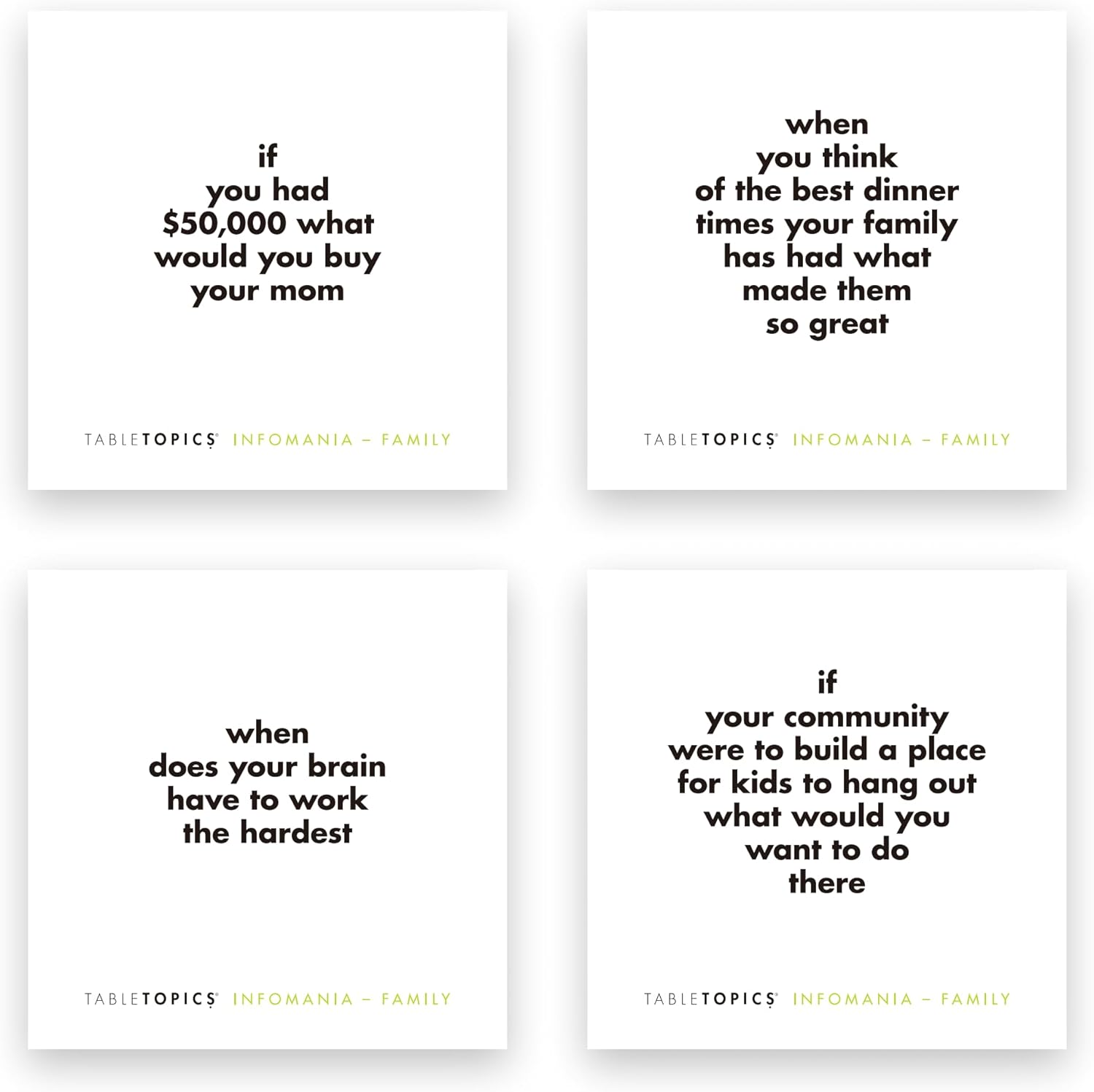 TABLETOPICS Family Infomania: Questions to Start Great Conversations