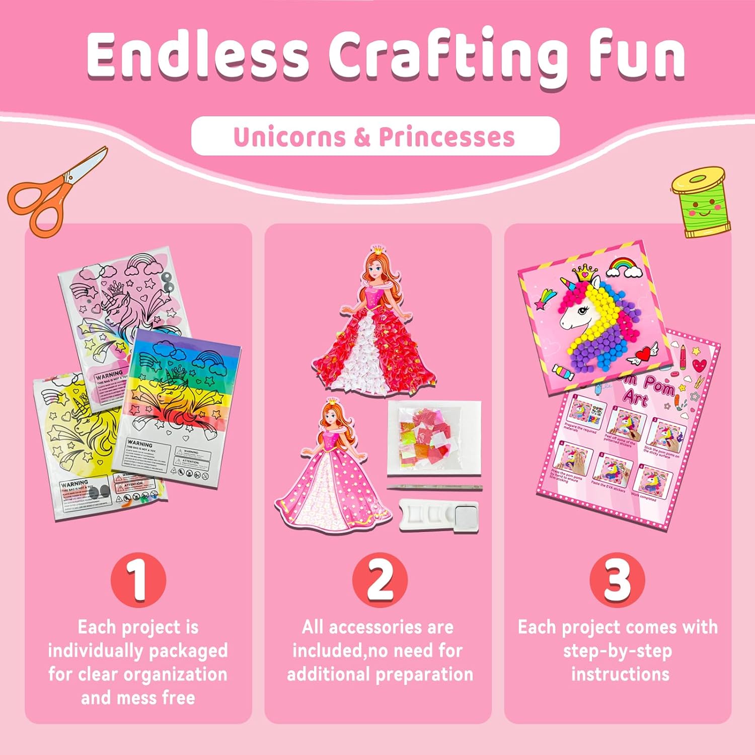 7july Unicorn Craft Box-12 Fun Arts and Crafts for Kids Ages 4-8,Educational Creative Toys, Art and Crafts Projects & Activities Kit with Supplies,Gift for Girls 3 4 5 6 7 8 Years Old