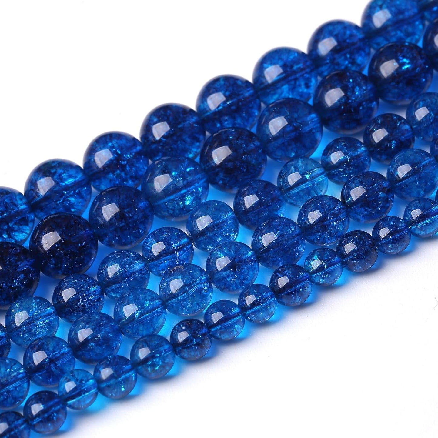 60pcs 6mm Natural Blue Crystal Crackle Quartz Stone Round Loose Beads for Jewelry Making DIY Bracelets Necklaces Energy Healing Stone Beads 15"(6mm, Blue Crackle Quartz)