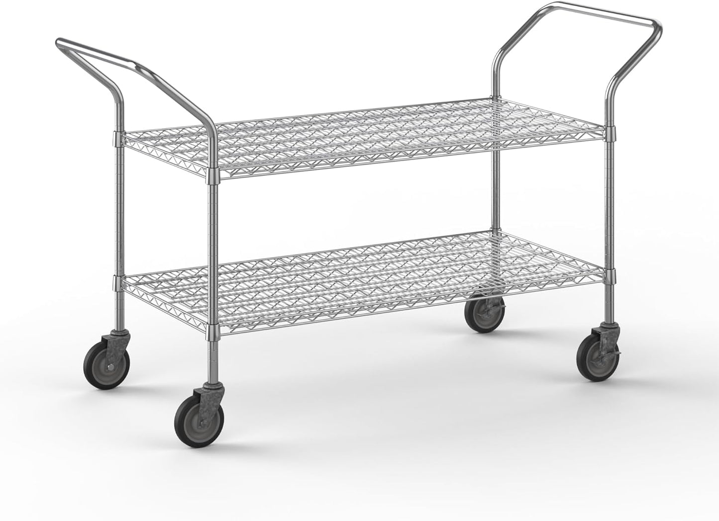 24" W x 48" L x 36" H Chrome Heavy Duty Utility Cart | 2 Tier | NSF Commercial Storage Rack Mobile Unit | Storage and Mobility Solution for Your Business