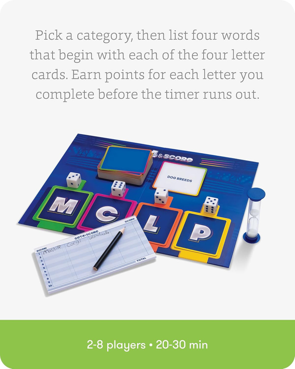 SimplyFun Get 4 and Score - A Communication Game for Kids That Tests Your Memory and Vocabulary Skills! - Educational Learning Game - 2 to 8 Players - for Kids Ages 8 & Up