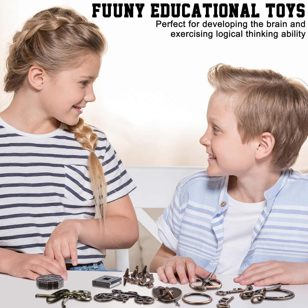 Wettarn 9 Pcs Metal Brain Teaser Puzzles Teaser 3D Steel Puzzle for Adults Unlock Interlocking Games IQ Education Smart Logic Test Toys for Adults Mind Challenge(Classic Style)