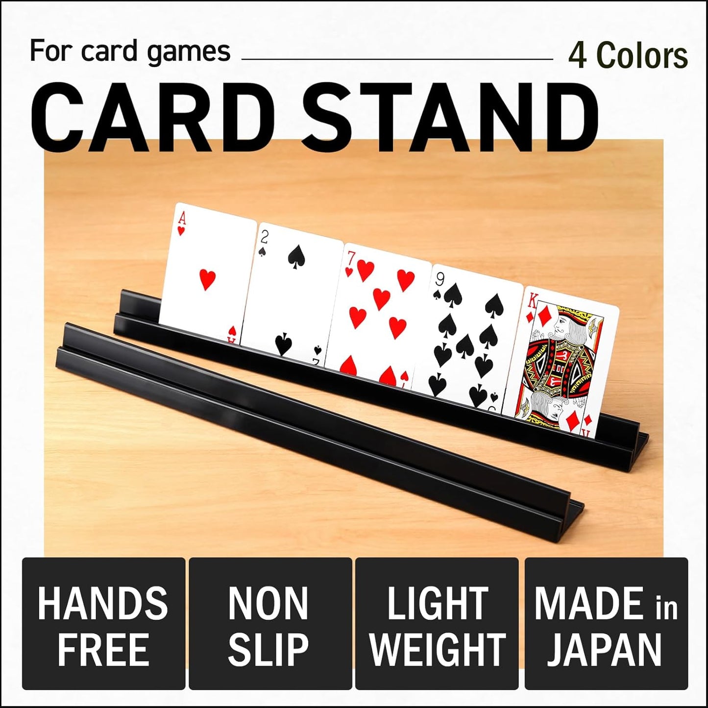 Lightweight Non-Slip Card Holder Stand – Set of 2, 13.4 Inches – Made in Japan for Card Games and TCG, Anti-Skid Base (2 Pack-White)