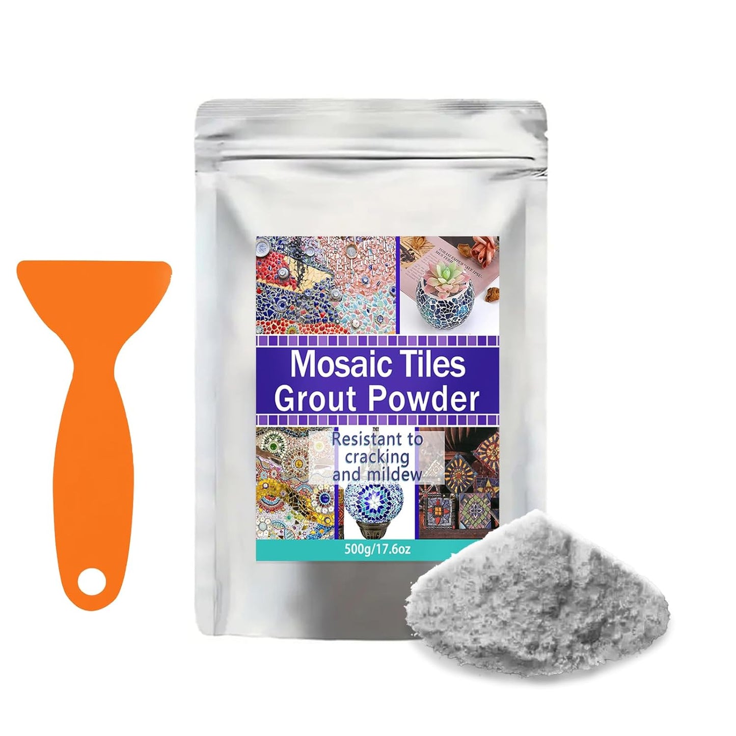 Mosaic Grout, Mosaics Tile Tools, Mosaic Tile Accessories – Essential for Handmade Grouting and Perfect for DIY Craft Projects (Gray, 500G)