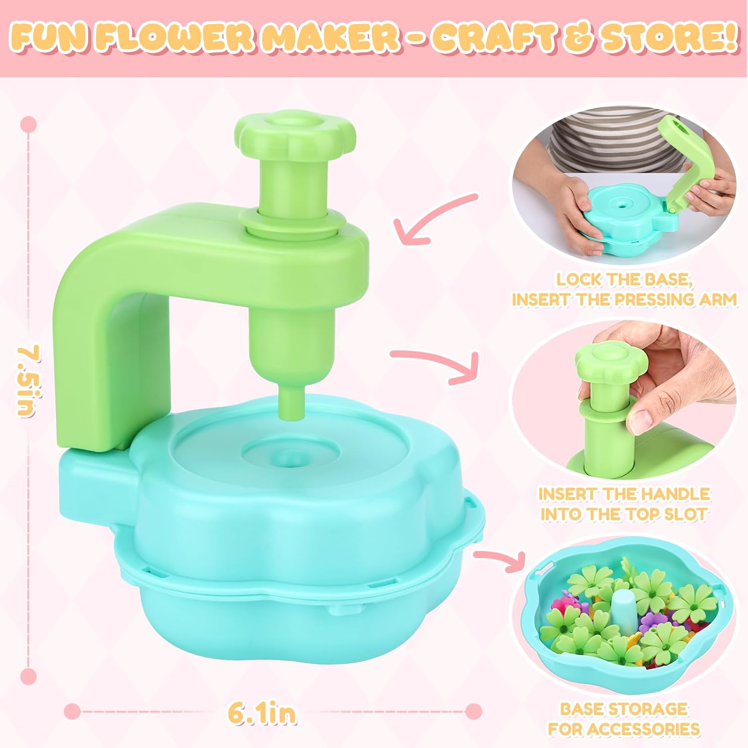 Crelloci DIY Fabric Flower Bouquet Craft Kit - Creative Handmade Floral Arrangement Toy Set, Arts and Crafts Gift for Toddlers Kids Girls & Boys Ages 3+