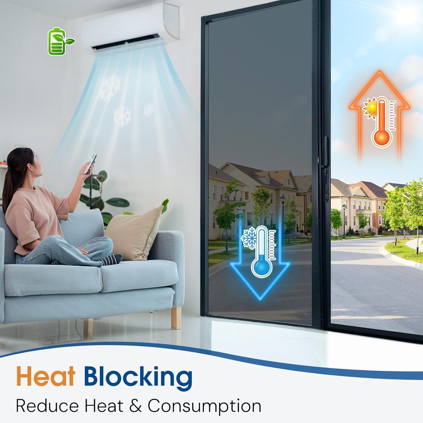 Homein One Way Privacy Window Film with Tool Window Tint for Home See Out Not in Heat Control Sun Blocking Mirror Reflective Anti UV Covering Static Cling No Glue Black-Sliver 35.4 x 78.7 inch