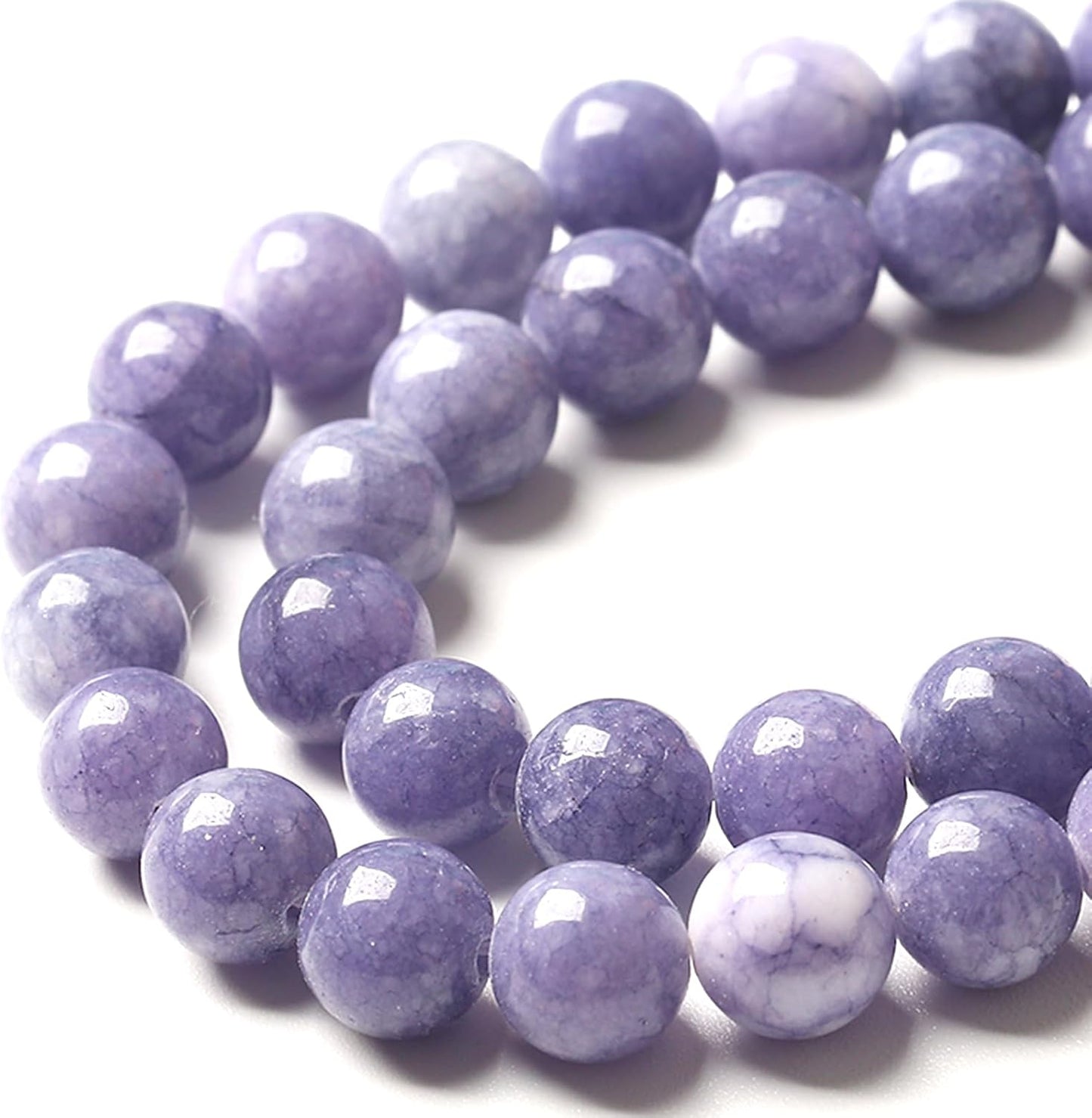 8MM Lavender Purple Chalcedony Natural Stone Round Loose Beads for Jewelry Making and Crafting 90pcs 2 Strands 32"