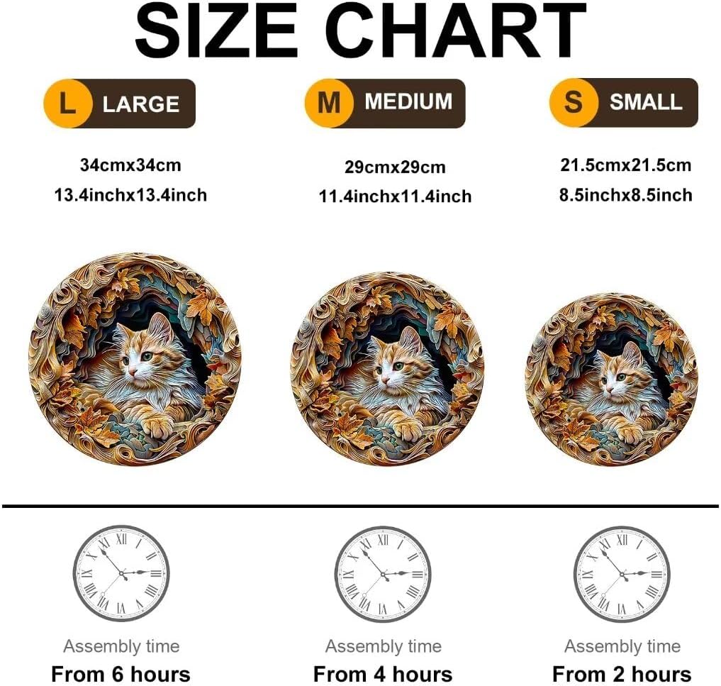 Wooden Puzzles Adults, 3D Cat Wooden Puzzles 200 Pieces, Unique Animal Shaped Wood Challenging Jigsaw Puzzles Gifts for Adults, 11.4x11.3in