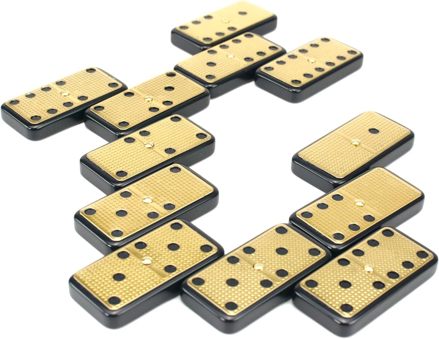 Bucher&Rossini Metal Surface Dominoes Set Double 6 for Adults and Kids - Classic 28Pieces Gold Metal Surface Domino's Game Set Idea Gift Present for Domino Players or Family Game Night