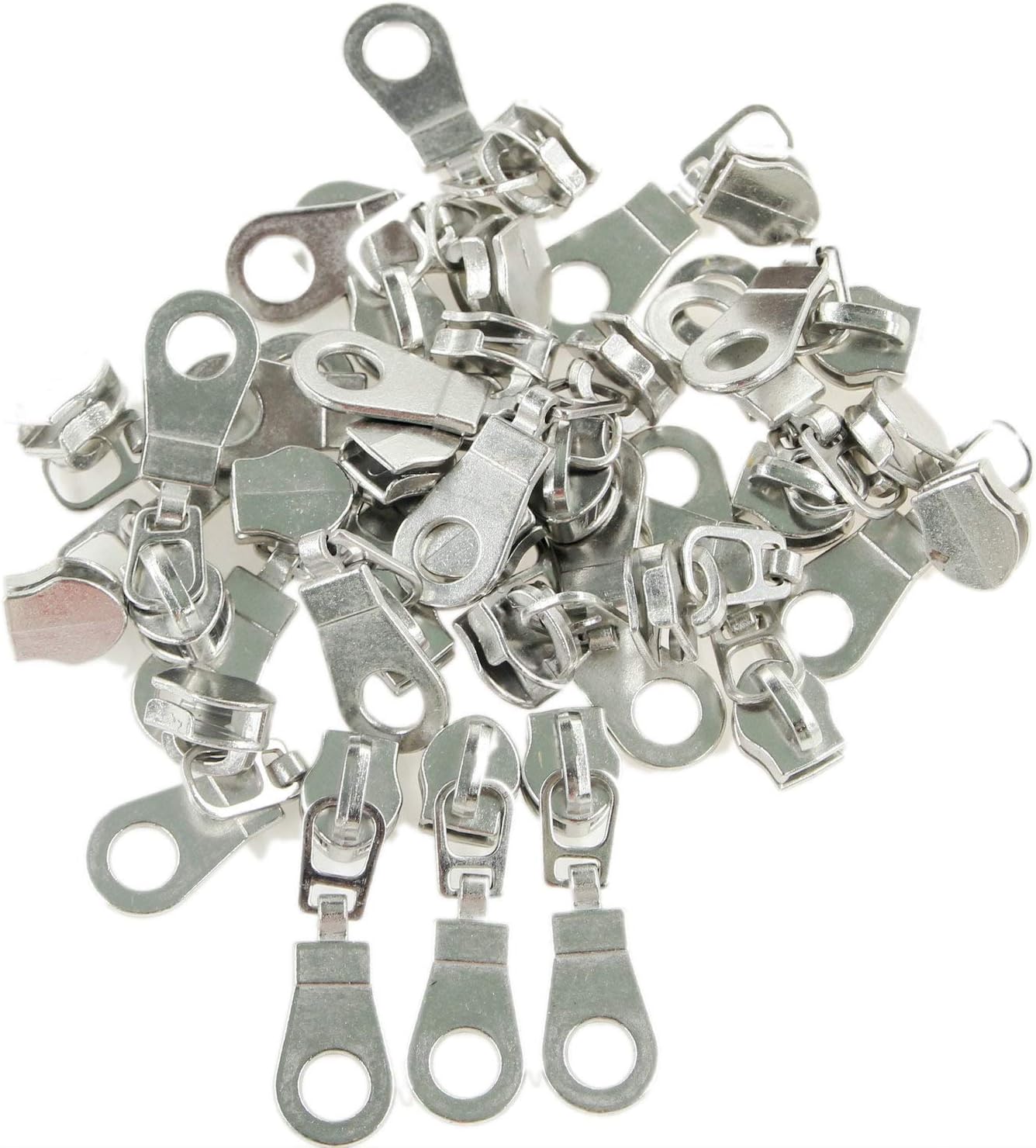 Leekayer #5 Metallic Silver Nylon Coil Zippers by The Yard Bulk 10 Yards Grey Tape with 25pcs Silver Sliders for DIY Sewing Tailor Craft Bag(Grey)