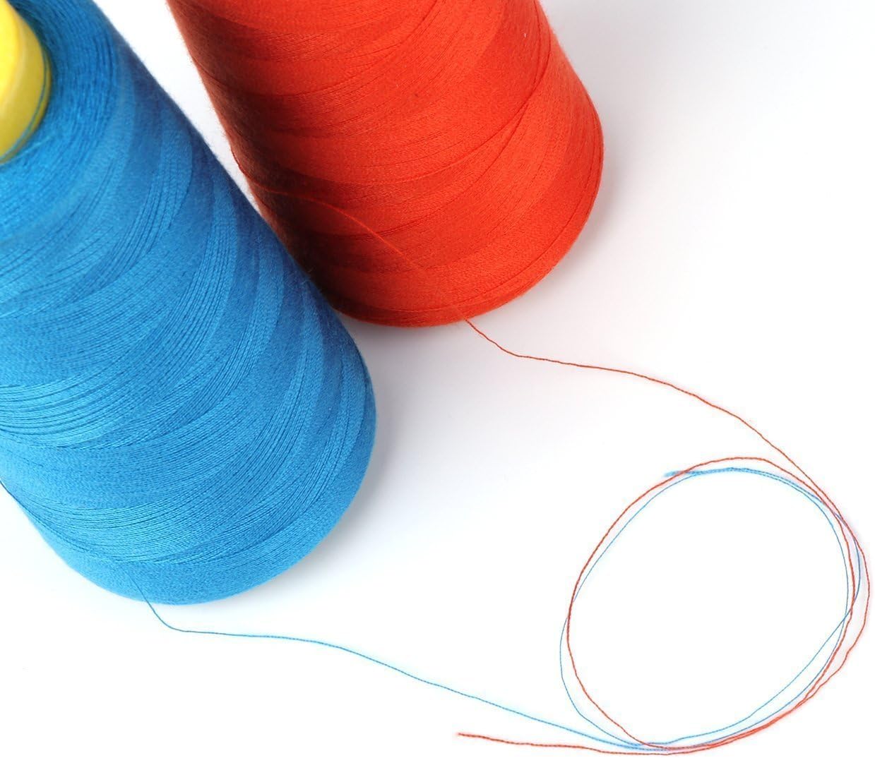 AK Trading 4-Pack Light Blue All Purpose Sewing Thread Cones (6000 Yards Each) of High Tensile Polyester Thread Spools for Sewing, Quilting, Serger Machines, Overlock, Merrow & Hand Embroidery