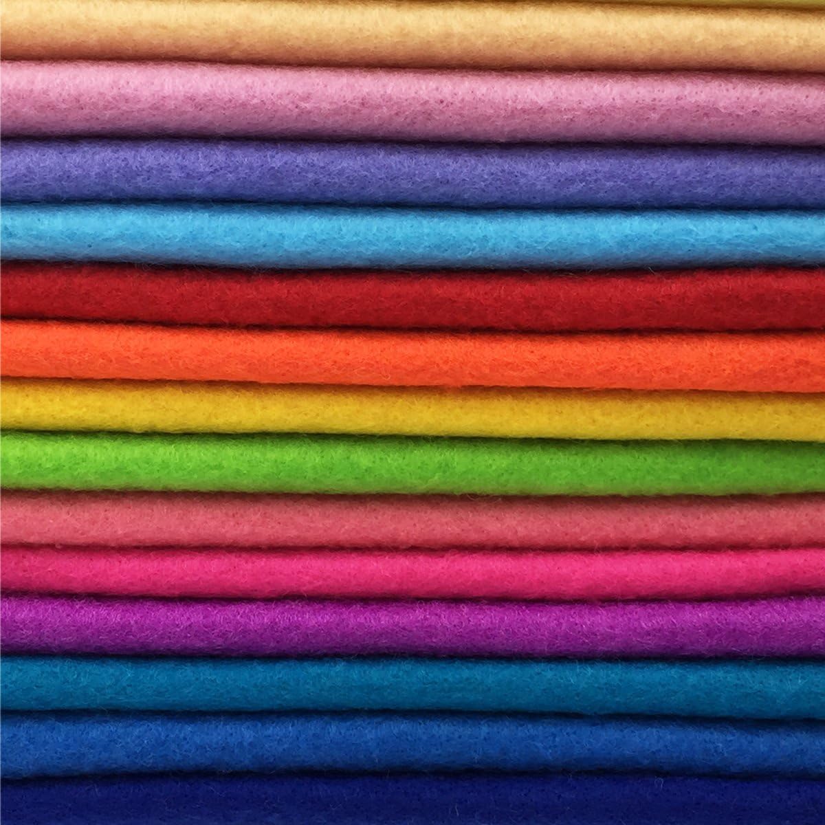 flic-flac 28pcs 8 x 8 inches (20cmx20cm) 1.4mm Thick Soft Felt Fabric Sheet Assorted Color Felt Pack DIY Craft Sewing Squares Nonwoven Patchwork