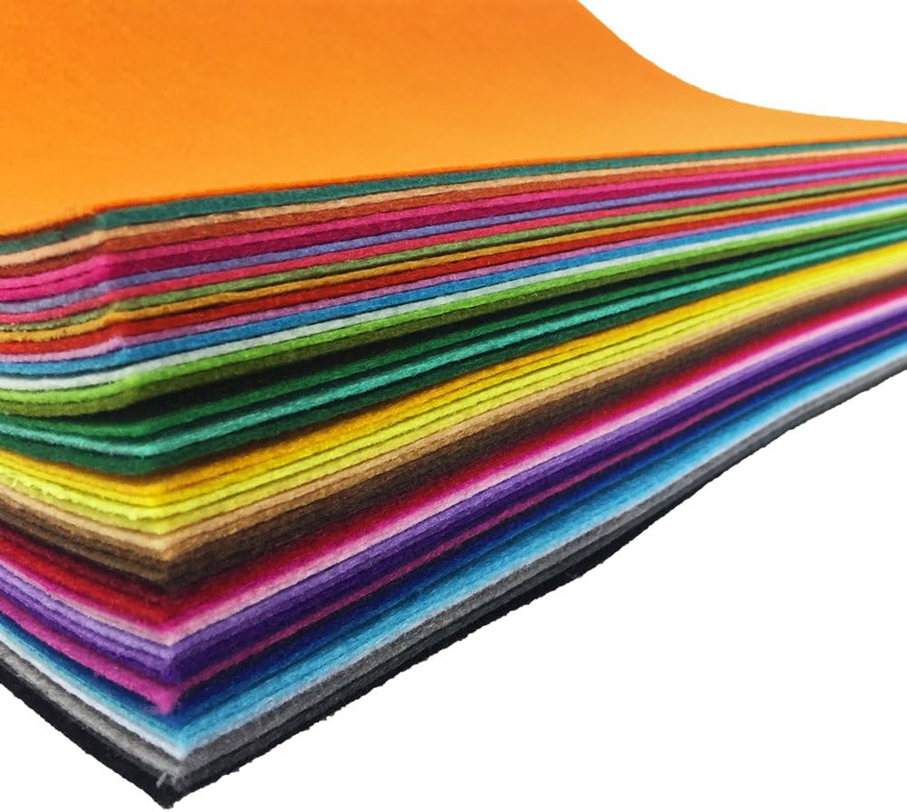 flic-flac 48PCS 8 x 12 inches (20 x 30cm) Assorted Color Felt Fabric Sheets Patchwork Sewing DIY Craft 1mm Thick … (20cm * 30cm, 48pcs)