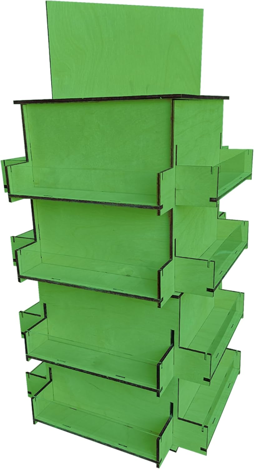 TORCHED DISPLAYS 4-Sided Rotating Display Stand - Craft Shows, Trade Shows, Markets - Small & Medium-Sized Items like Stickers, Postcards, Coasters, Note Pads, Napkins, Easy to Assemble (Green)
