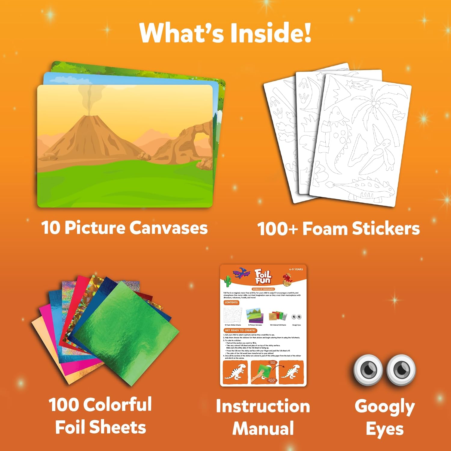 Skillmatics Foil Fun - Dinosaurs, No Mess Art for Kids, Craft Kits & Supplies, DIY Creative Activity, Travel Toys, Gifts for Boys & Girls Ages 4, 5, 6, 7, 8, 9