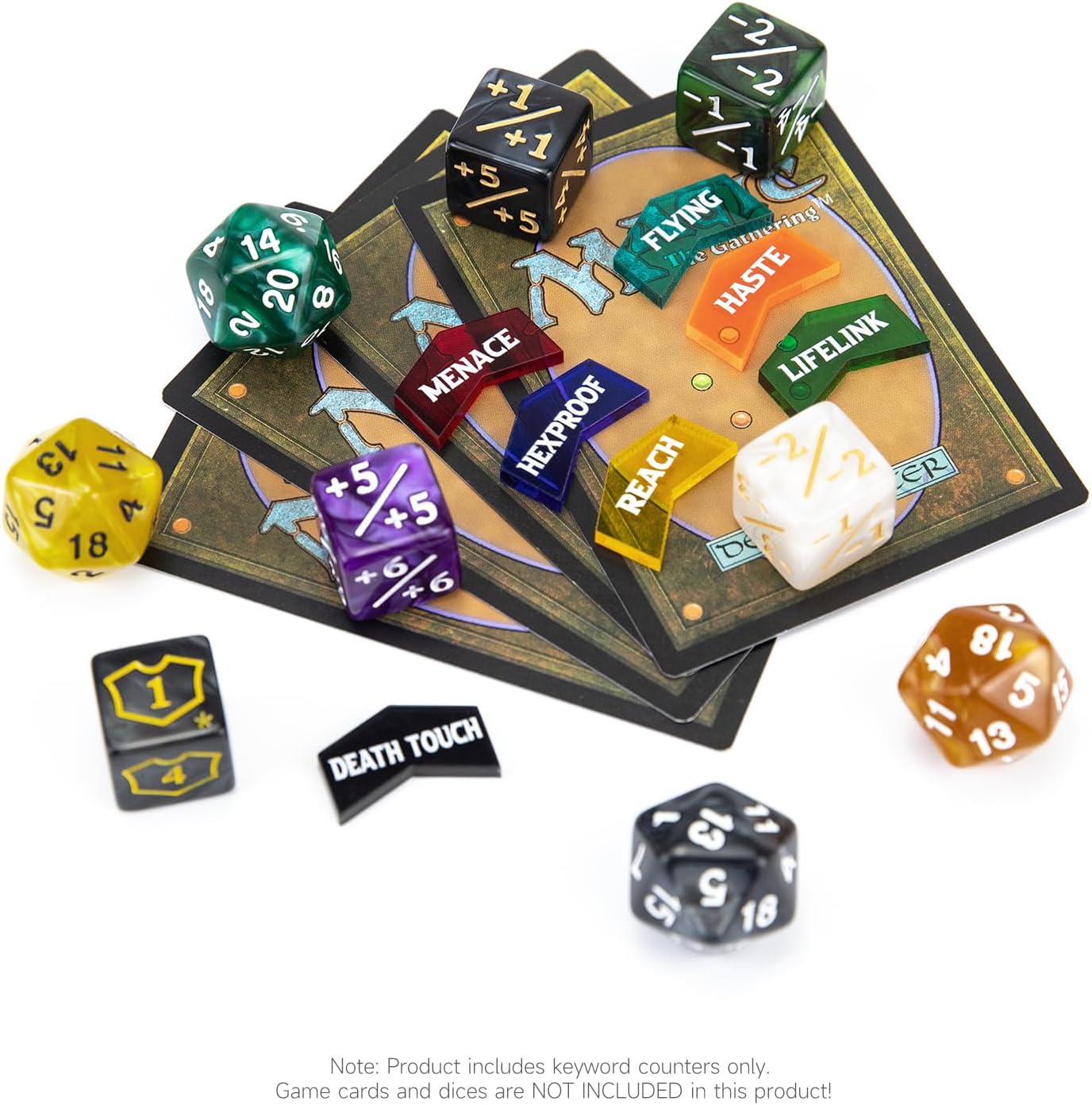 SIXPOINTS 130 Pieces MTG Counter Dice Plus 1 Life Counters Tokens 6 Sided D20 Dice & MTG Counters/Keyword Counters Set Compatible with Magic The Gathering, TCG, Card Games Accessories