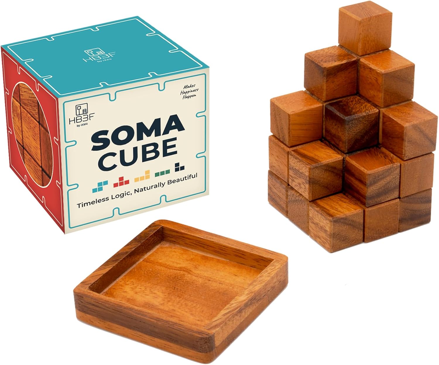 BSIRI Soma Puzzle Cube Wooden Toy Brain Teaser Desk Board Games Adults Master Block Christmas Mind Magic Kids Benders Wood Hand Cube Family Teens Boy Classic