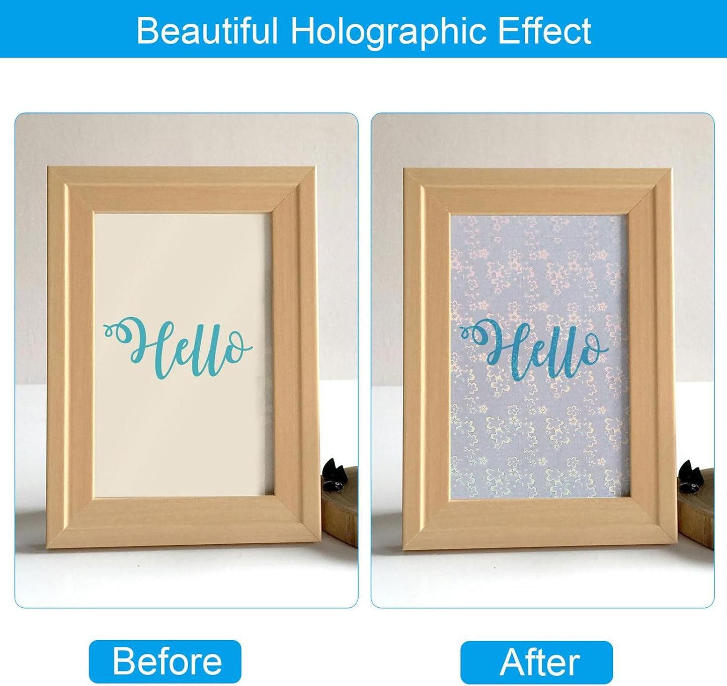 PATIKIL 11.7x8.3" Holographic Sticker Paper, 20Sheets A4 Polypropylene Self-Adhesive Transparent Waterproof Laminate Overlay Film for Photo Cards Scrapbook Decorations, Flower
