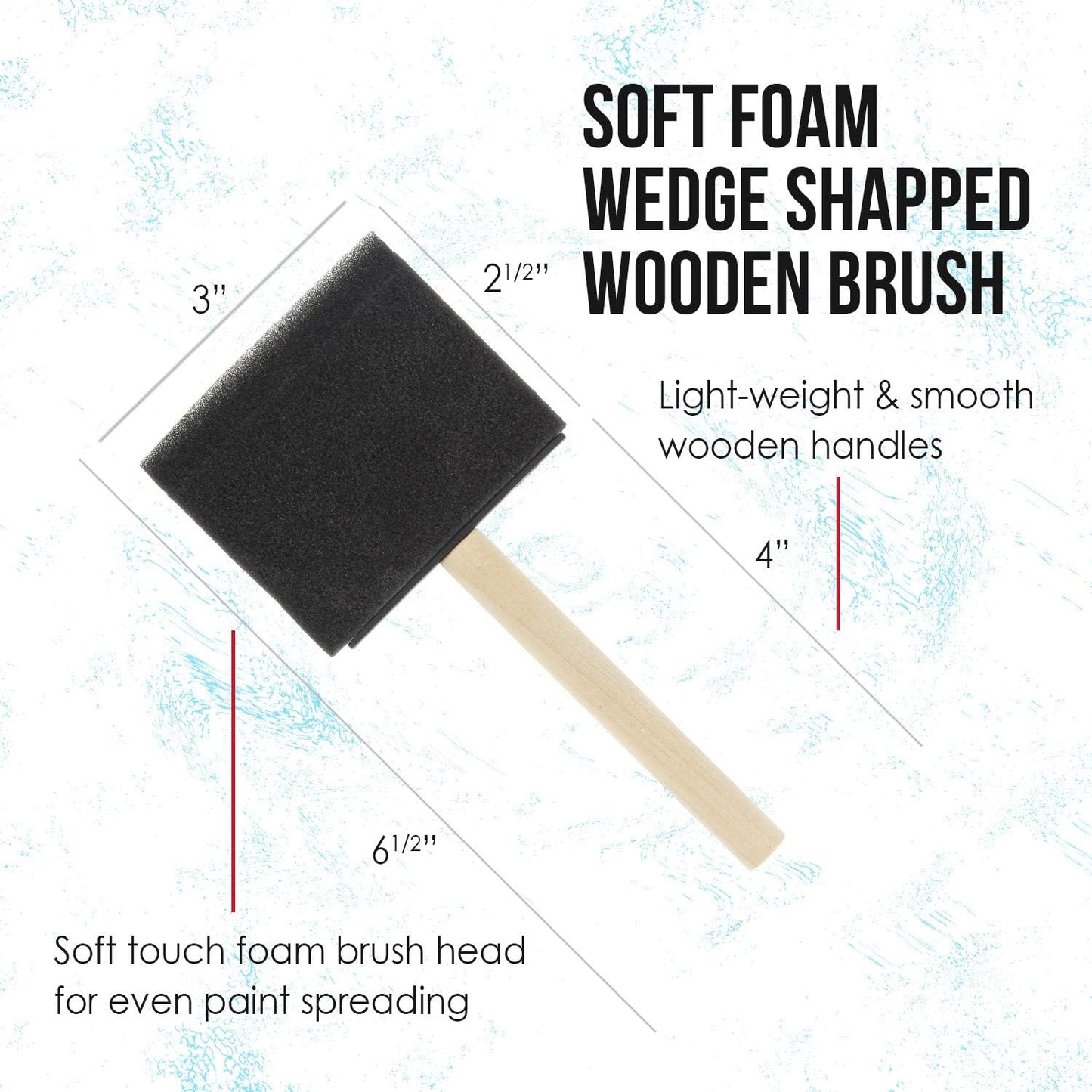 US Art Supply 3 inch Foam Sponge Wood Handle Paint Brush Set (Full Case of 360 Brushes) - Lightweight, Durable and Great for Acrylics, Stains, Varnishes, Crafts, Art