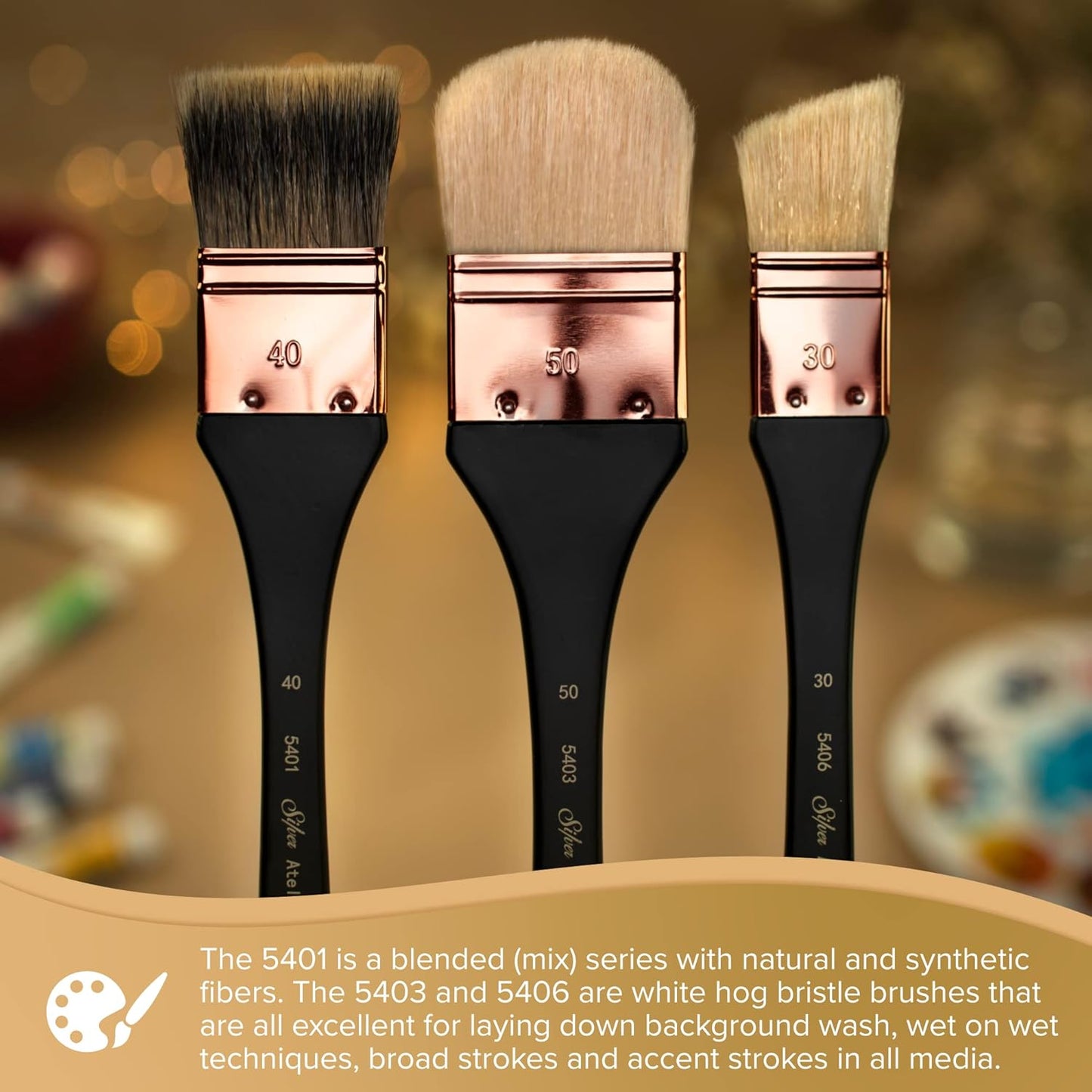 Silver Brush Limited 5403-30 Silver Atelier Oval Hog Bristle Mottler Brush, Size 30, Extra Long Handle
