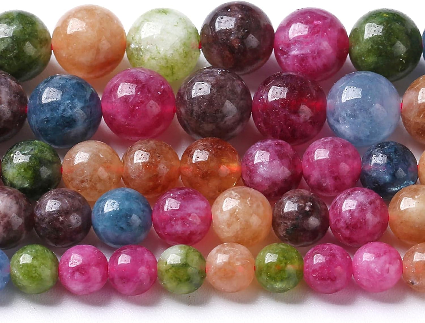 8MM Colorful Tourmaline Stone Beads Natural Gemstone Round Loose Beads for Jewelry Making Bracelet Necklace 900pcs 2 Strands 32"